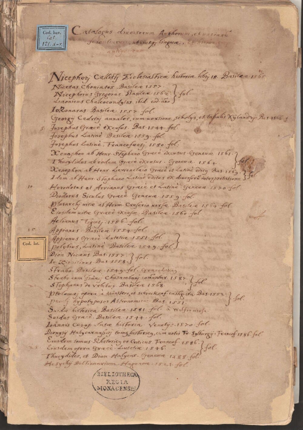 Standortkataloge verschiedener Fächer - BSB Cbm Cat. 121 d-r