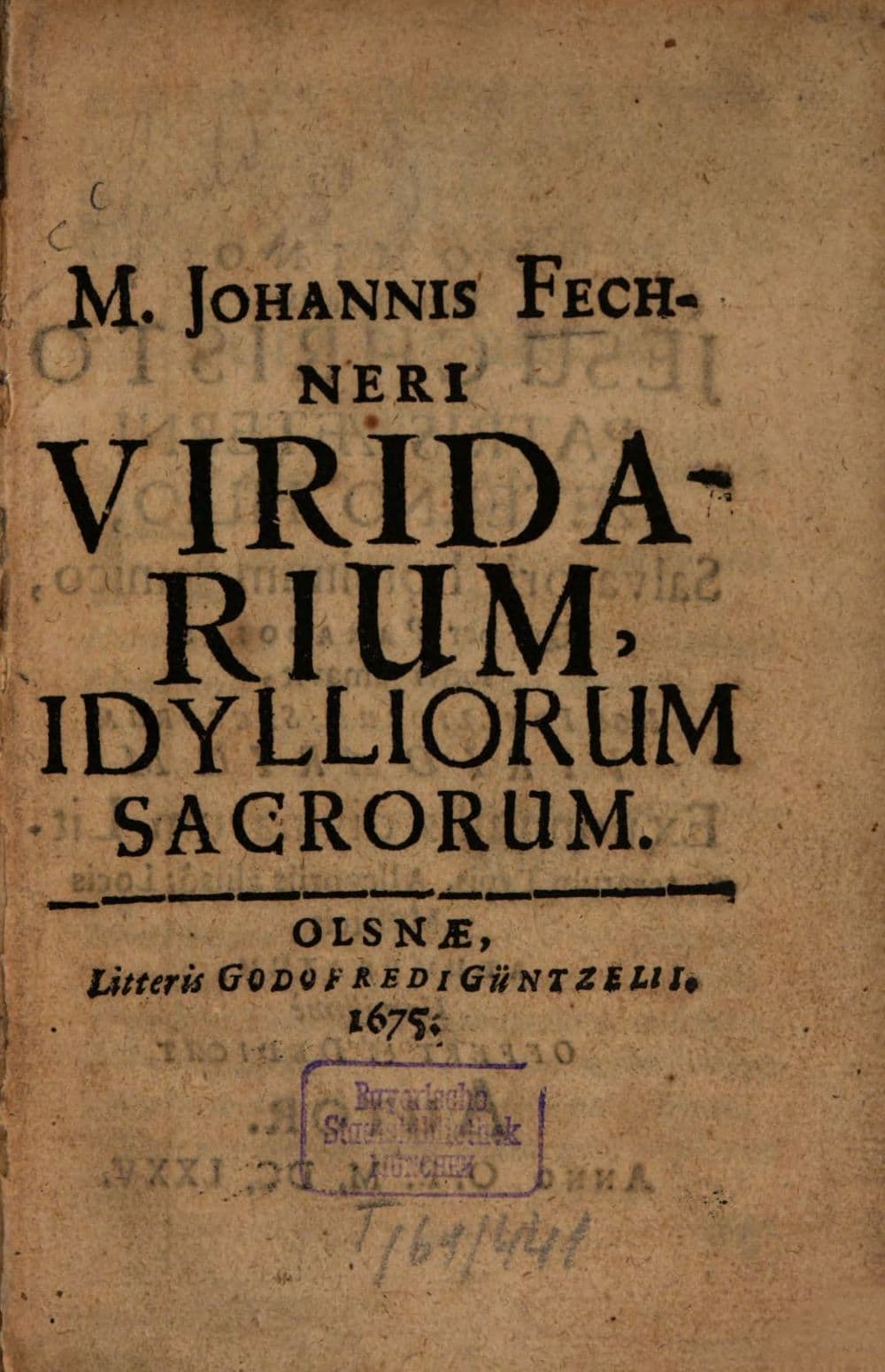Johannis Fechneri Viridarium idylliorum sacrorum