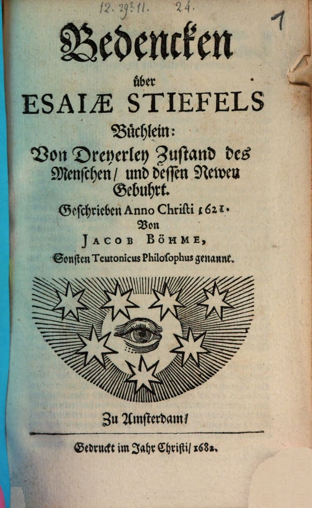 Bedencken über Esaiae Stiefels Büchlein: Von Dreyerley Zustand des Menschen, und dessen Newen Gebuhrt