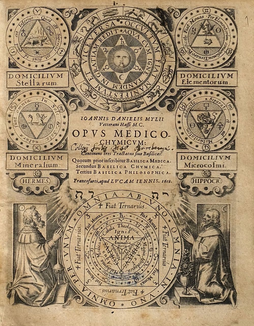 Johannis Danielis Mylii Vetterani Hassi M. C. Opus Medico-Chymicum : Continens tres Tractatus sive Basilicas: Quorum prior inscribitur Basilica Medica. Secundus Basilica Chymica. Tertius Basilica Philosophica. 1, Joannis Danielis Mylii Vetterani Haßi M. C. Tractatus Primus. Seu Basilica Medica Continens Tres Libros sev Partes De salutifera Medicina Antiqua Hippocratica: 1. Physiologiam. 2. Pathologiam. 3. Therapeuticam. Succincte demonstrat