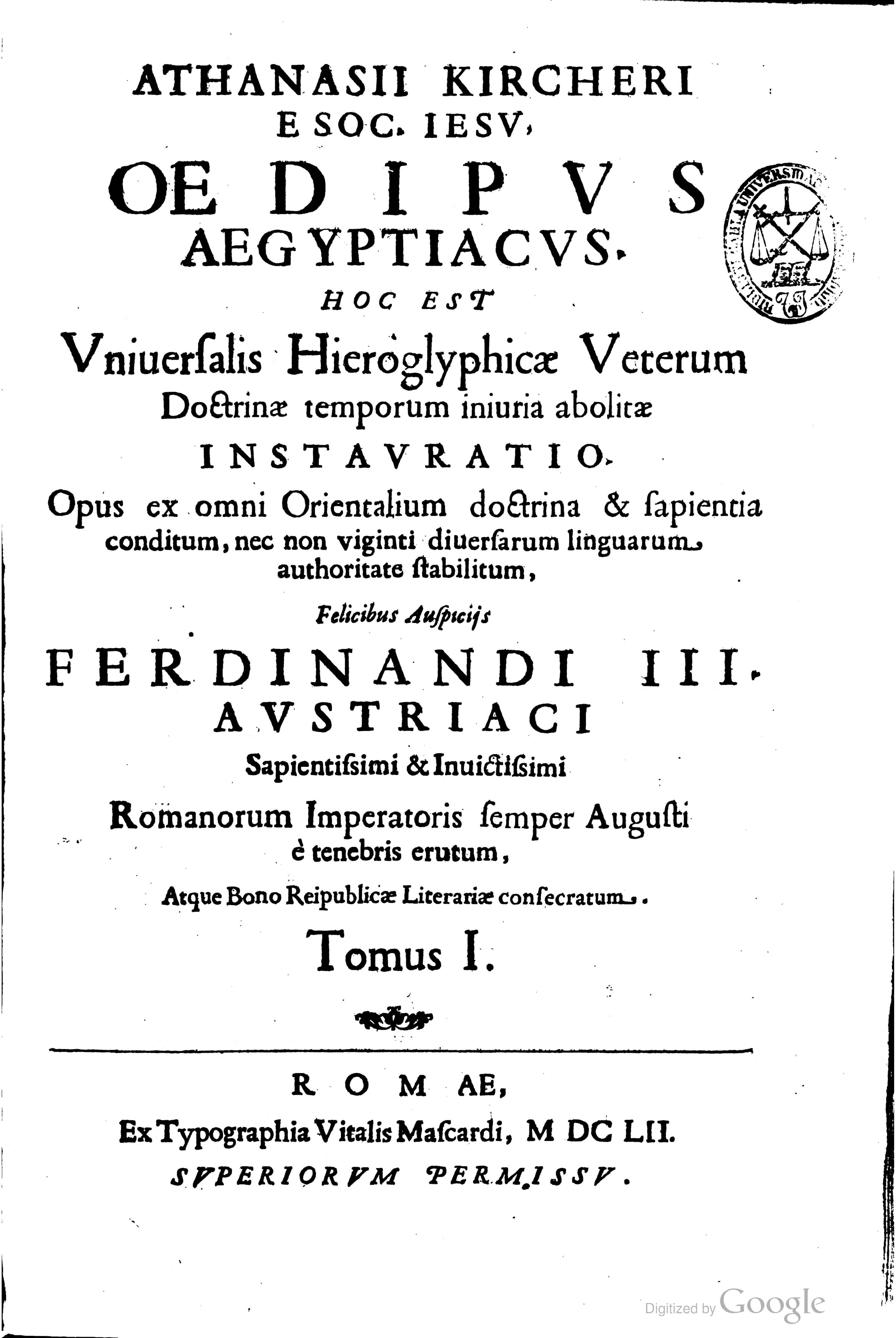 Oedipus Aegyptiacus Vol. I