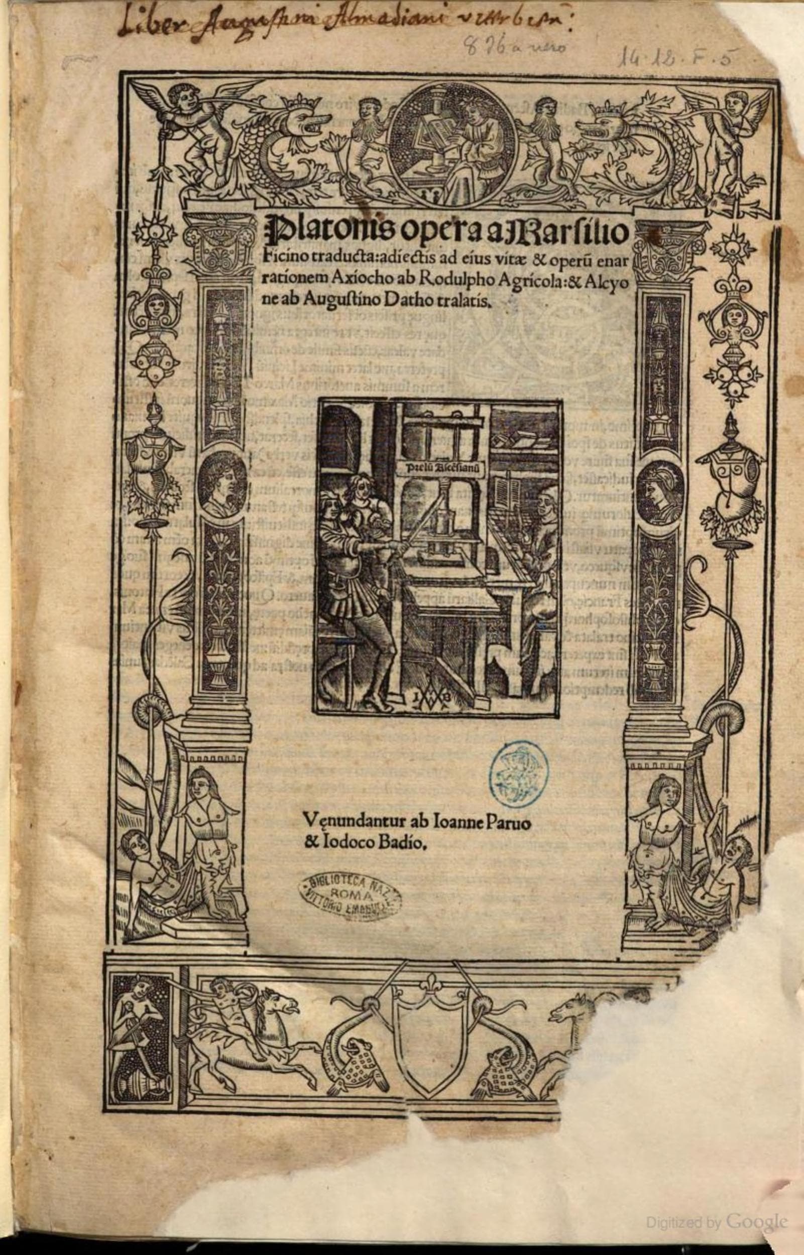 Platonis Opera a Marsilio Ficino traducta