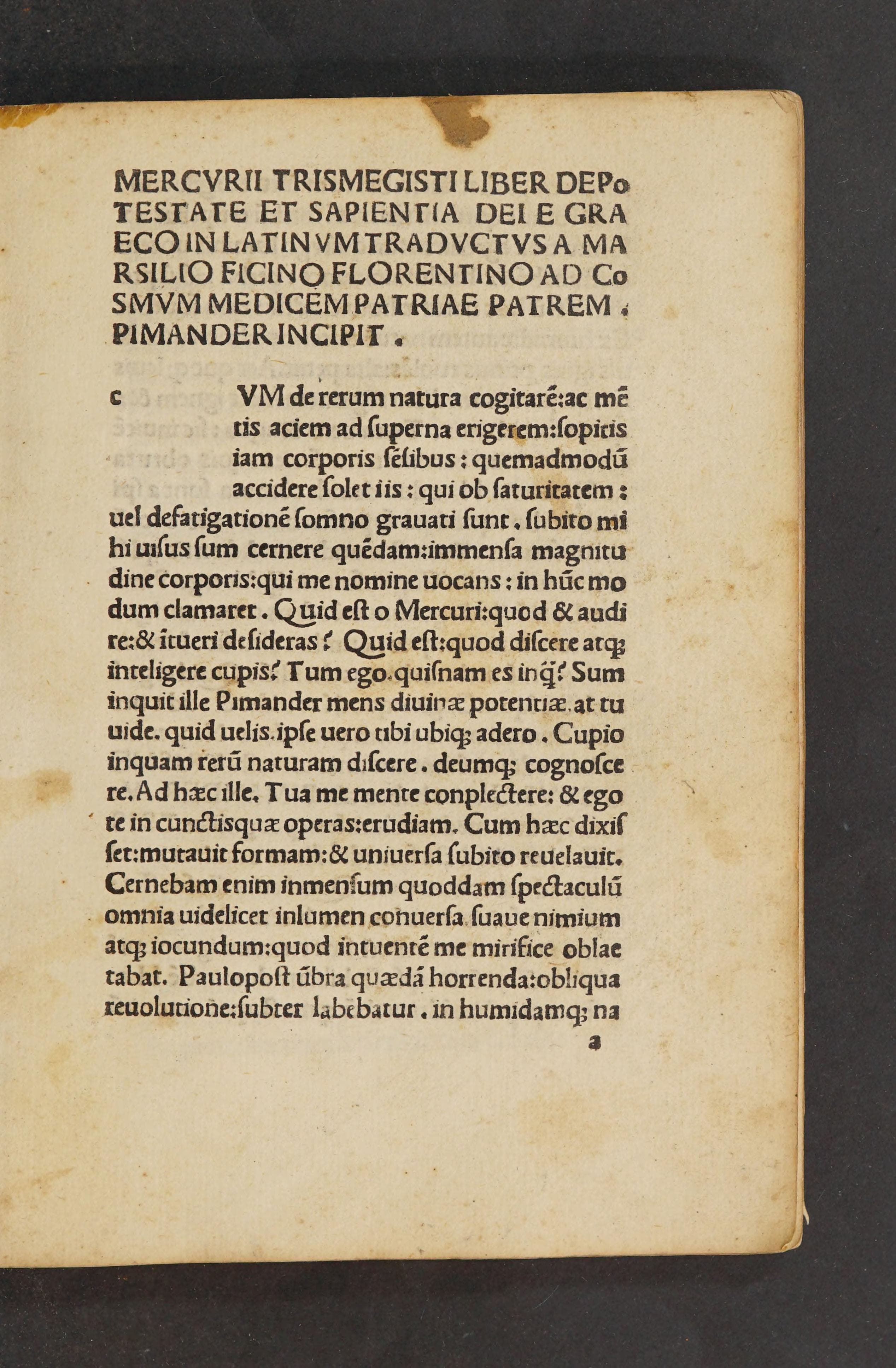 Mercurii Trismegisti Pimander (Ficino translation)