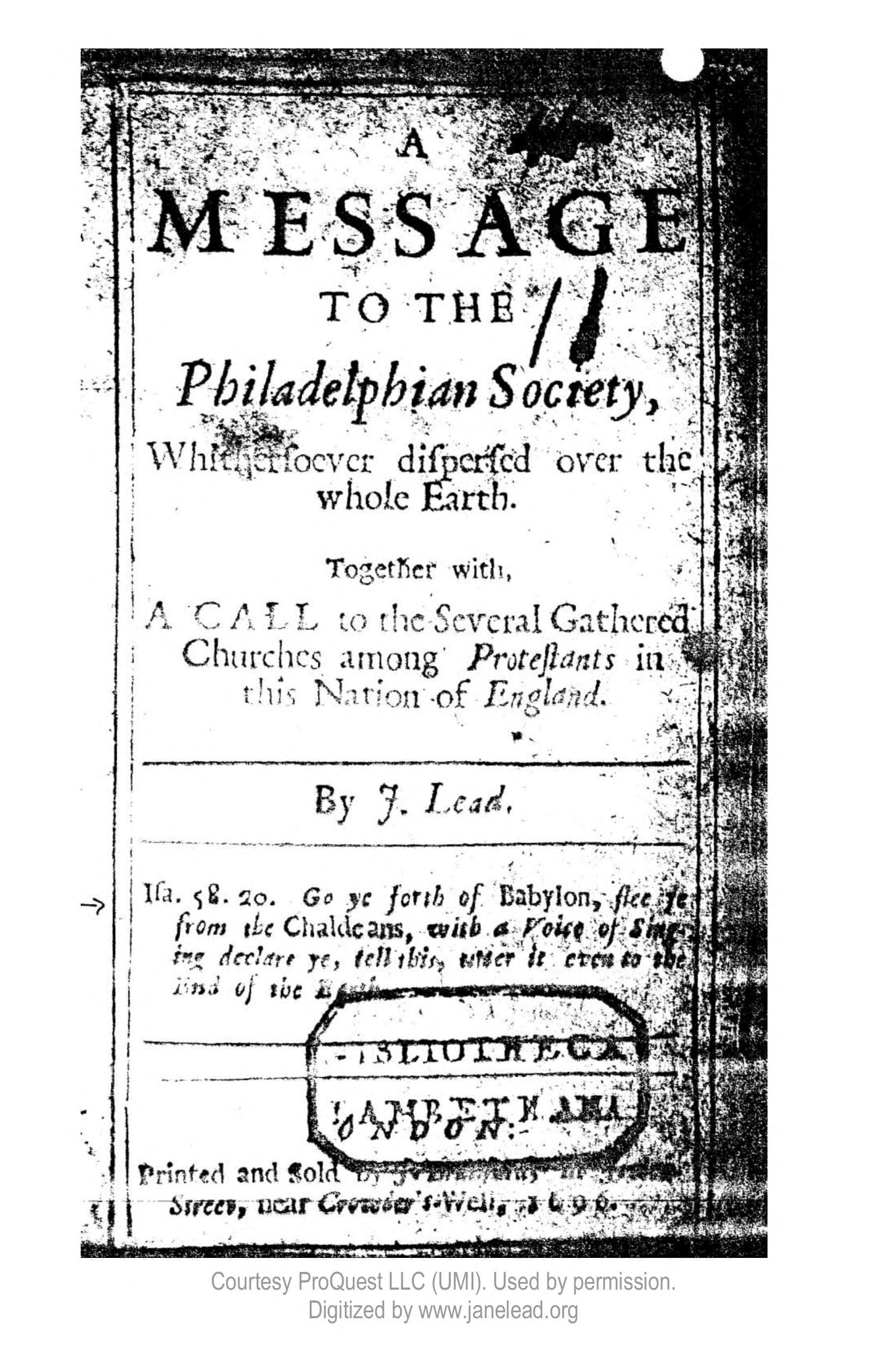Messages to the Philadelphian Society