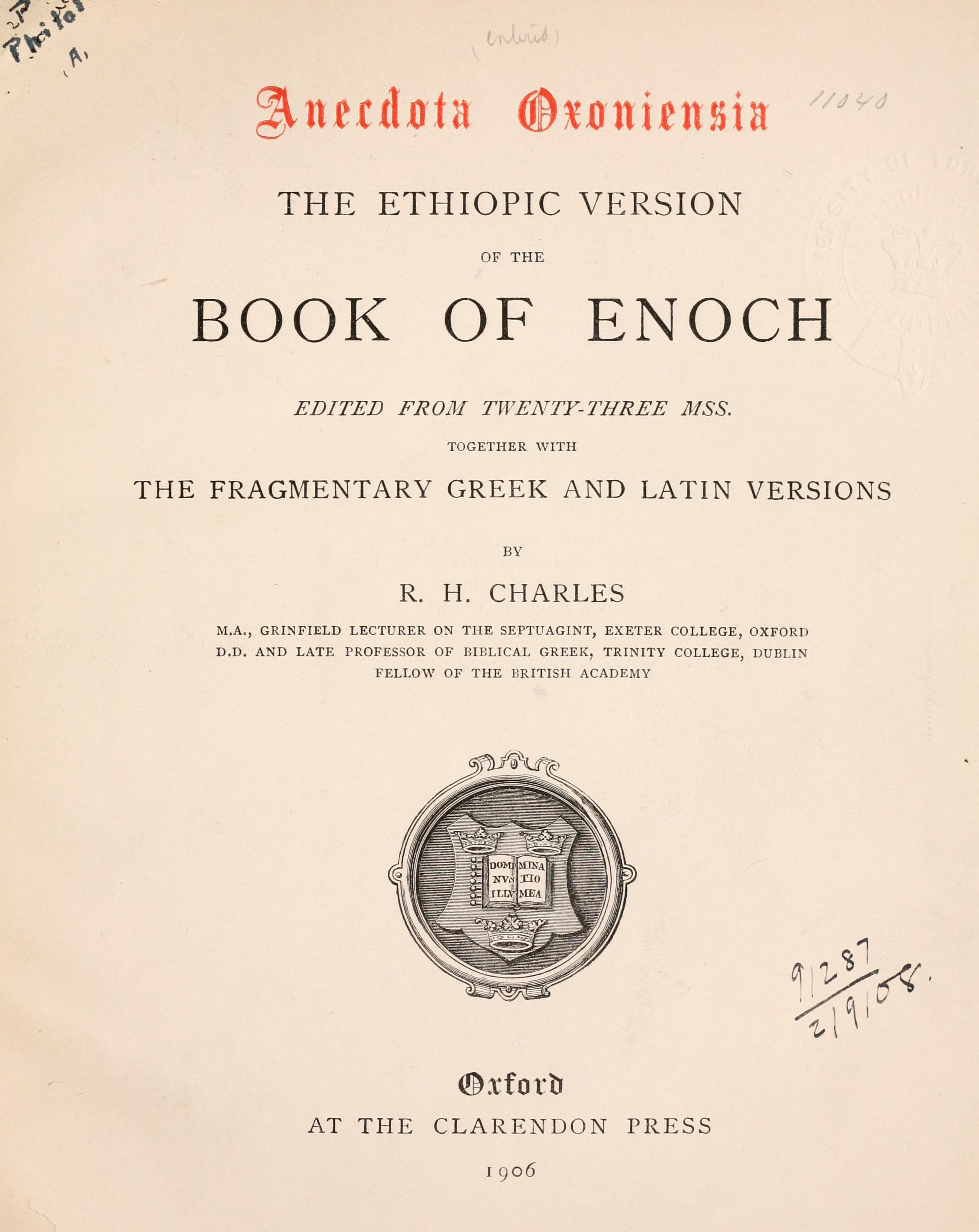 The Ethiopic Version of the Book of Enoch