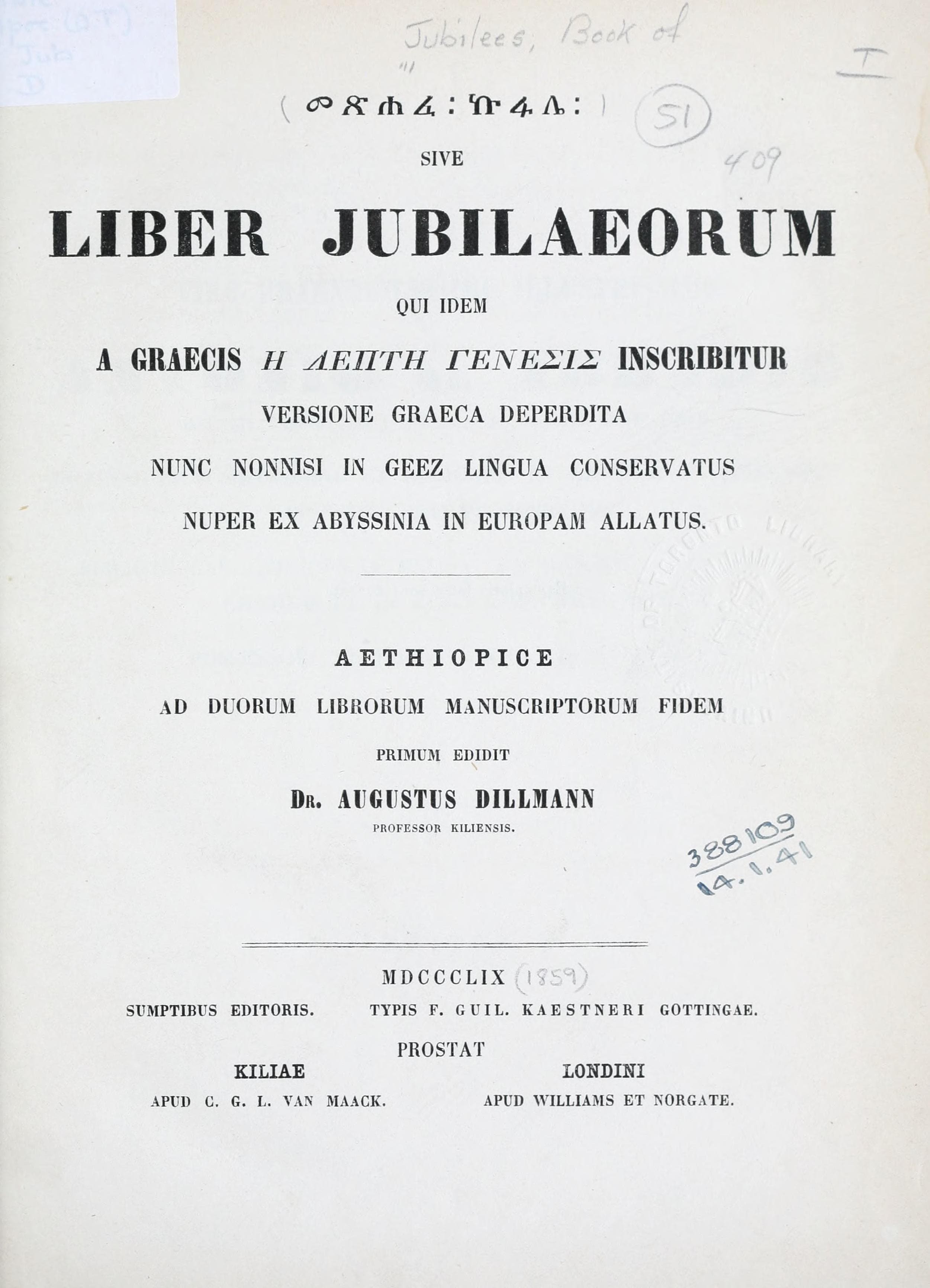 Liber Jubilaeorum (Ethiopic Text)