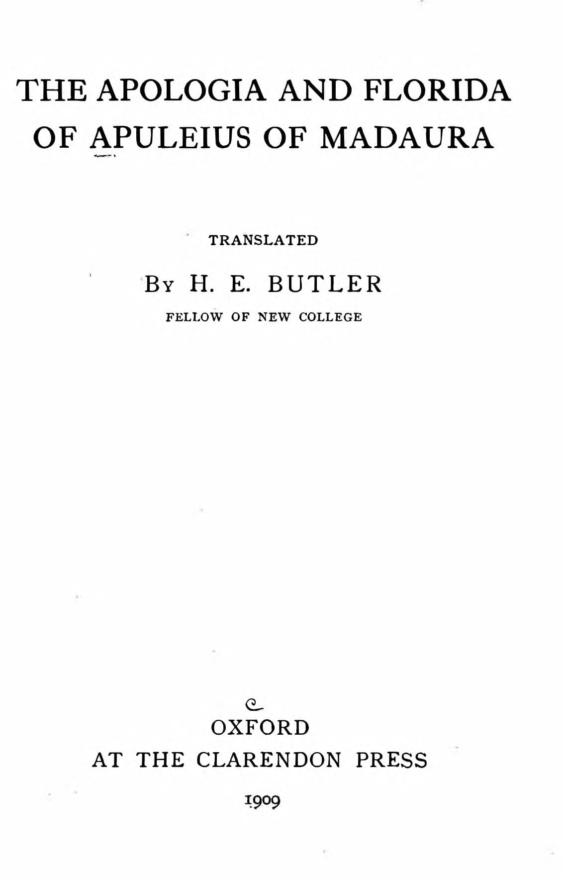 Apuleius Apology and Florida