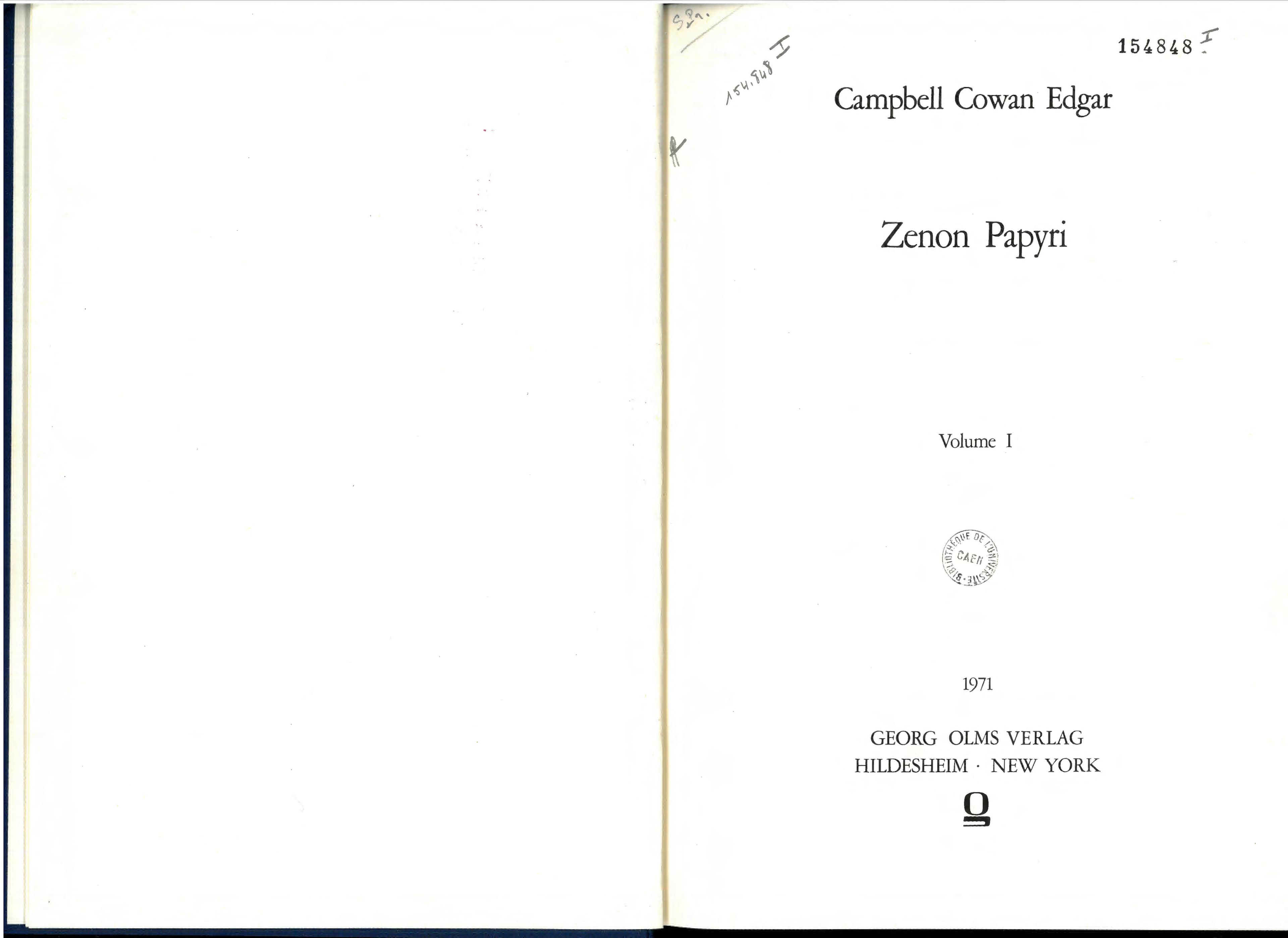 Zenon Papyri Vol. I - Cairo Museum