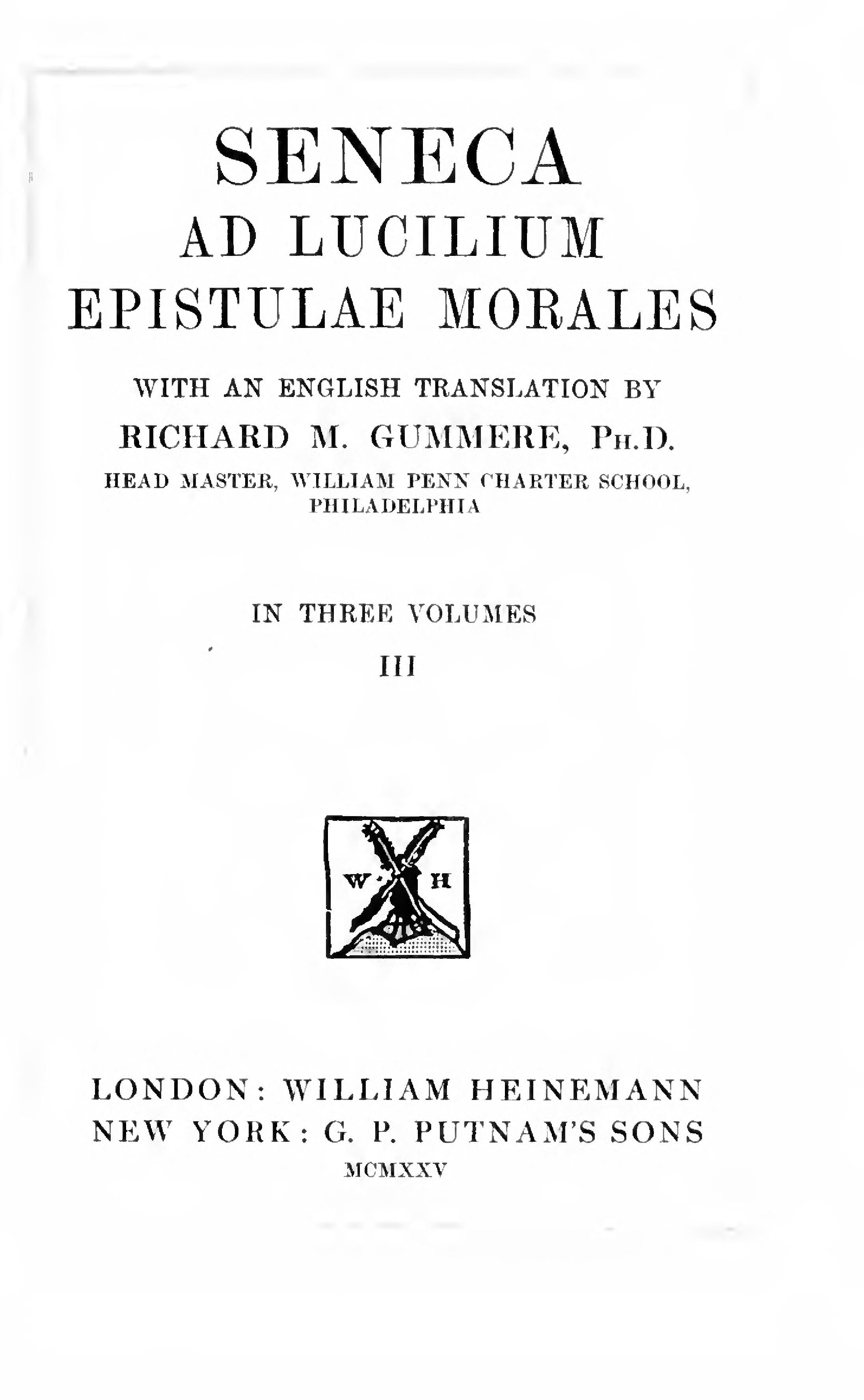 Seneca Epistulae Morales Vol. 3 (Letters 93-124)
