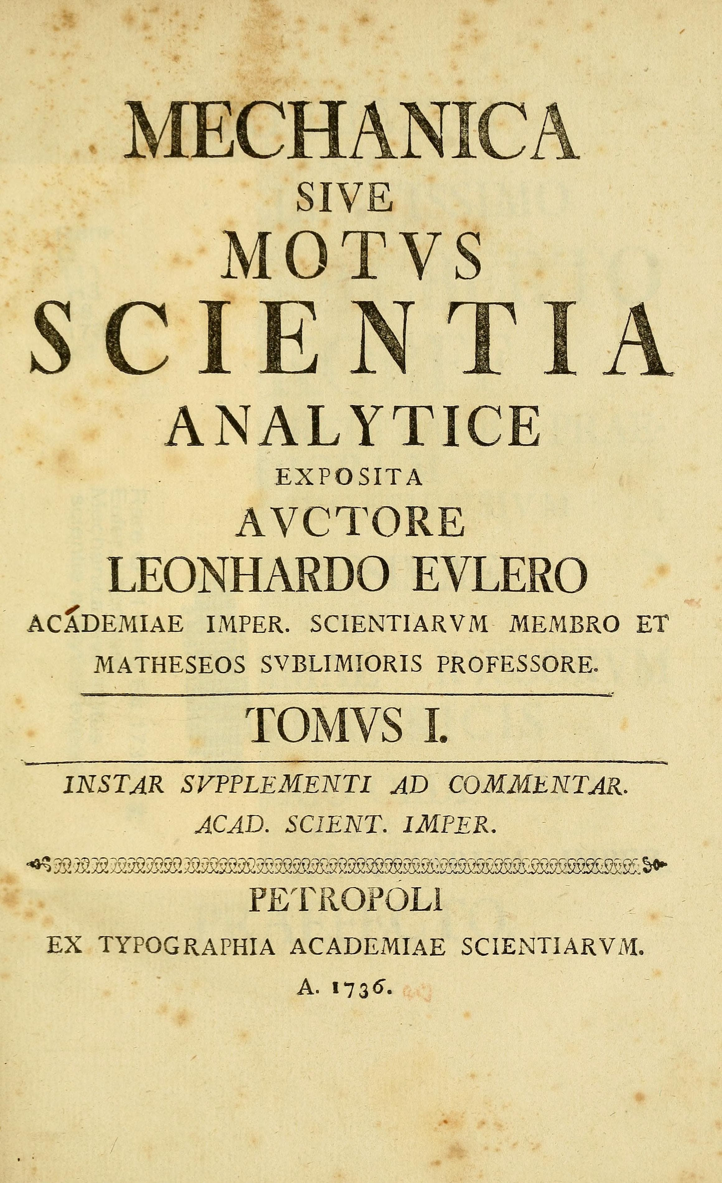 Mechanica Vol. I (1736)