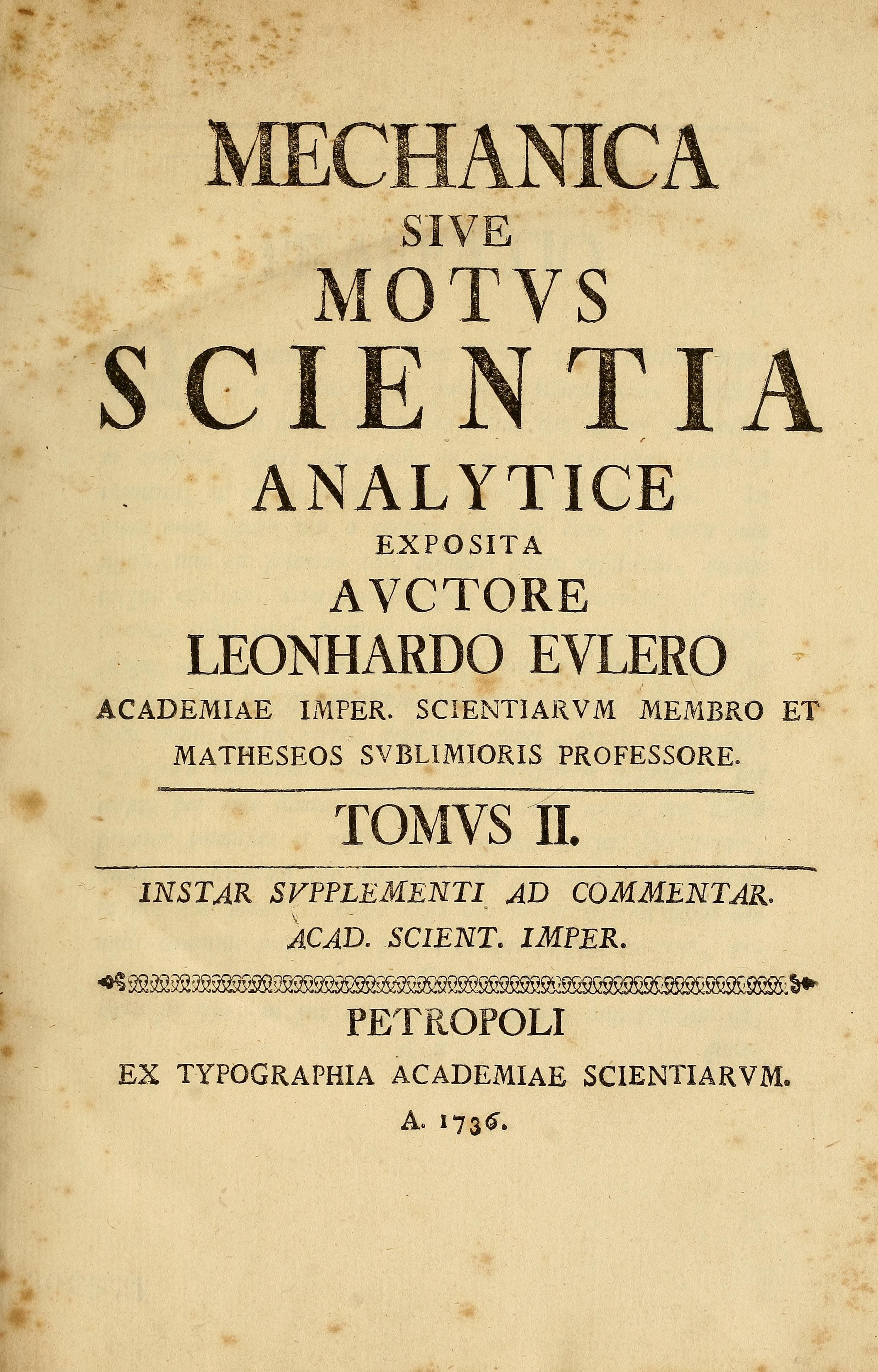 Mechanica Vol. II (1736)