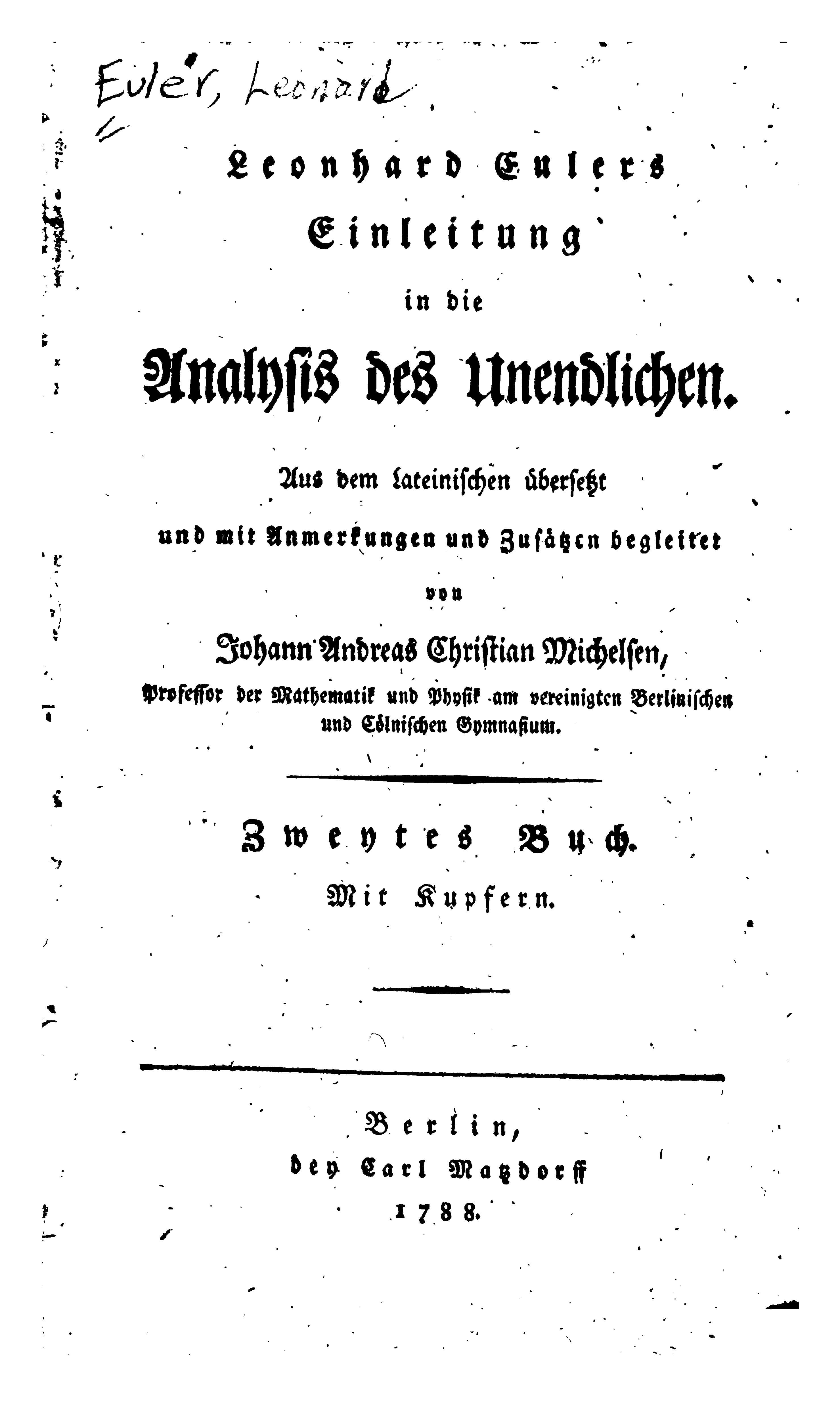 Einleitung in die Analysis des Unendlichen