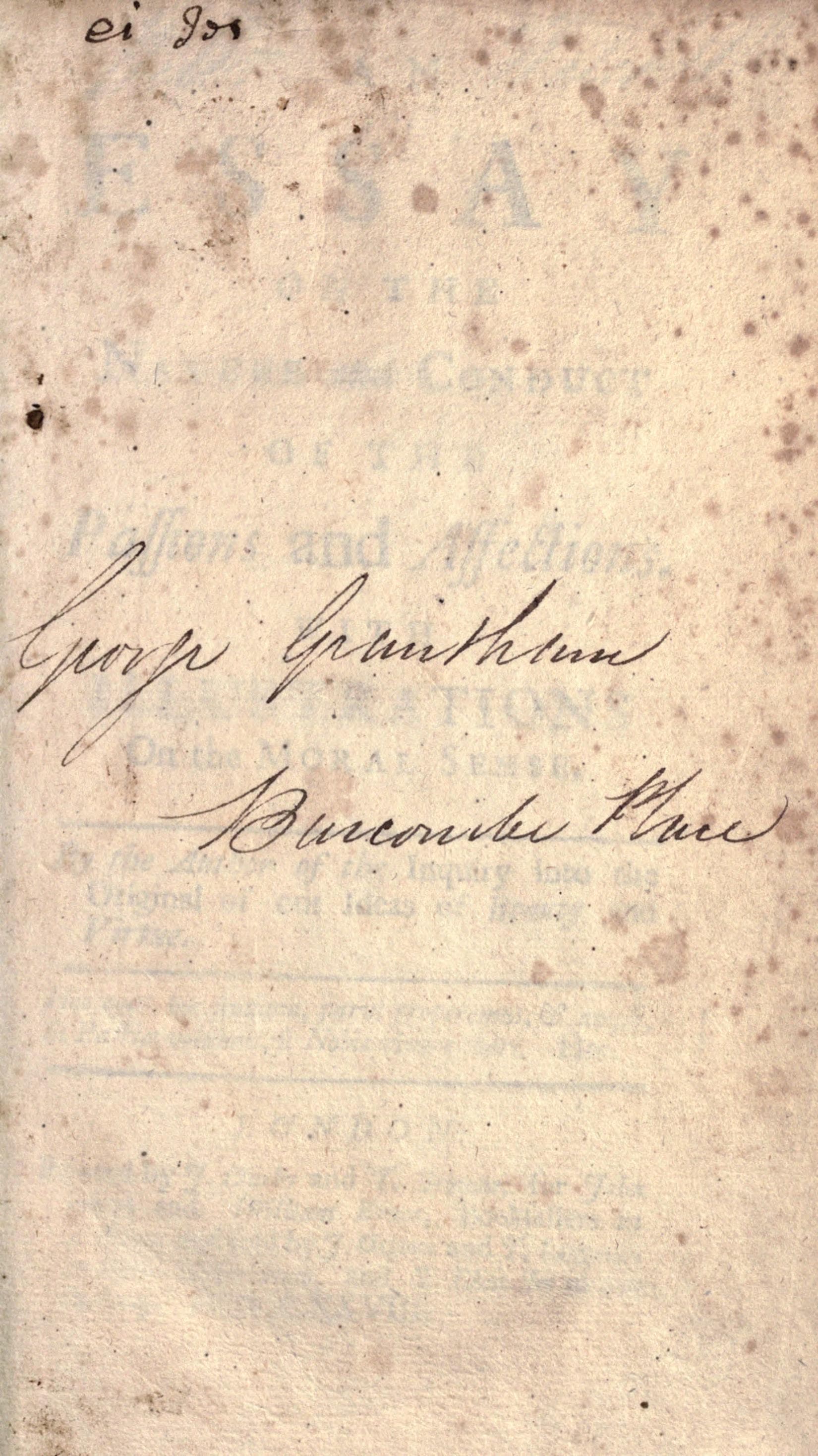 Essay on the Nature and Conduct of the Passions (1728)