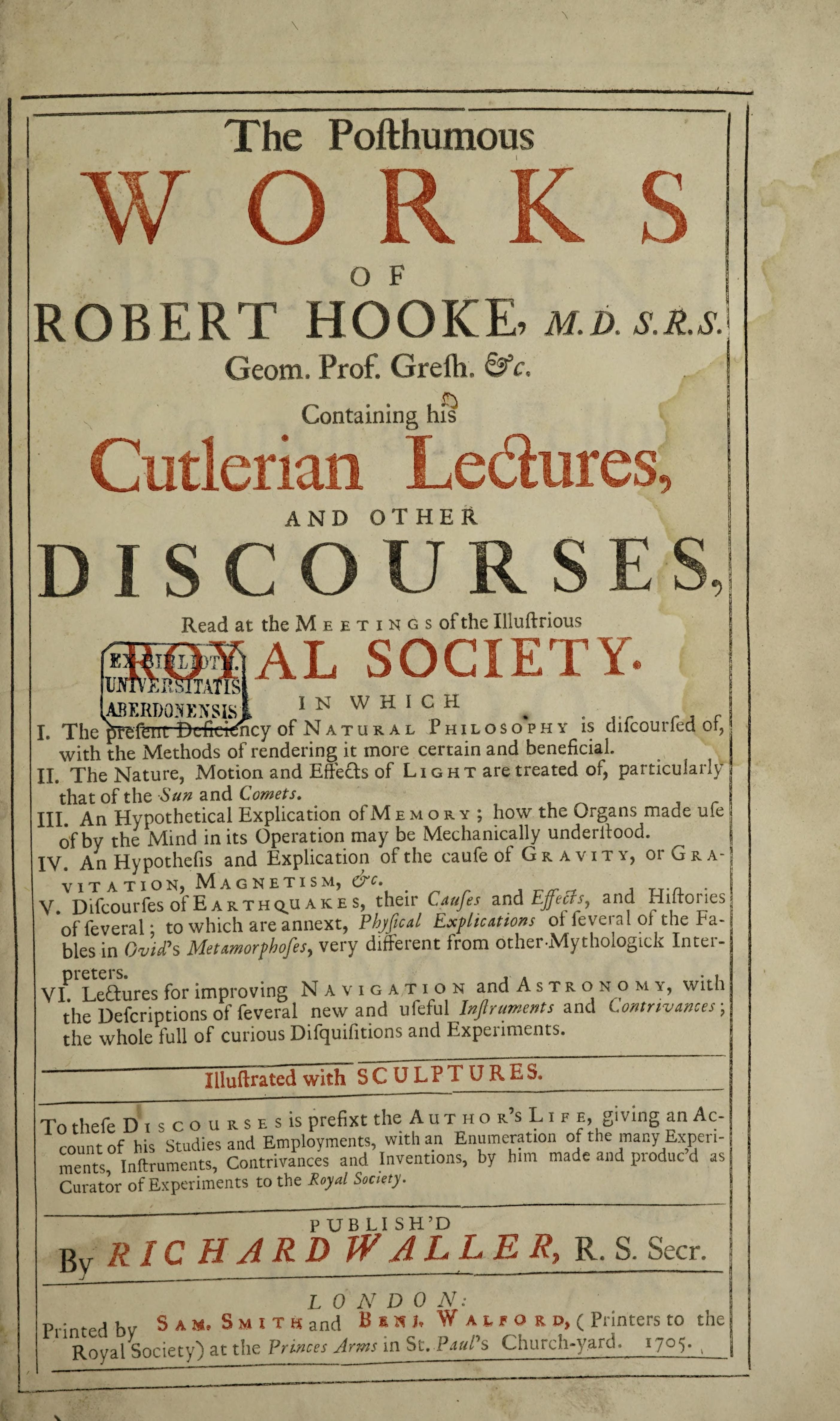 The Posthumous Works of Robert Hooke