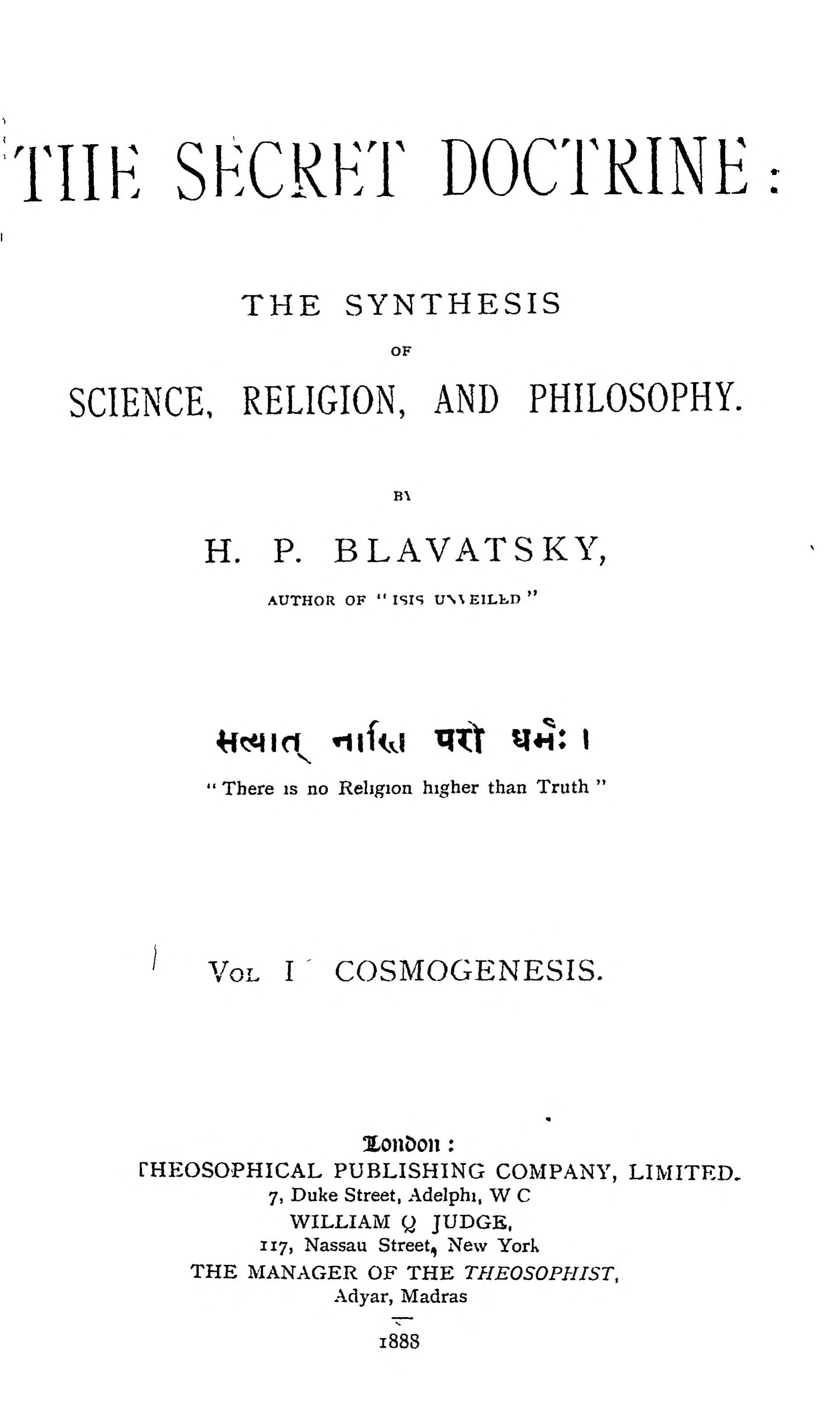 The Secret Doctrine Vol. I