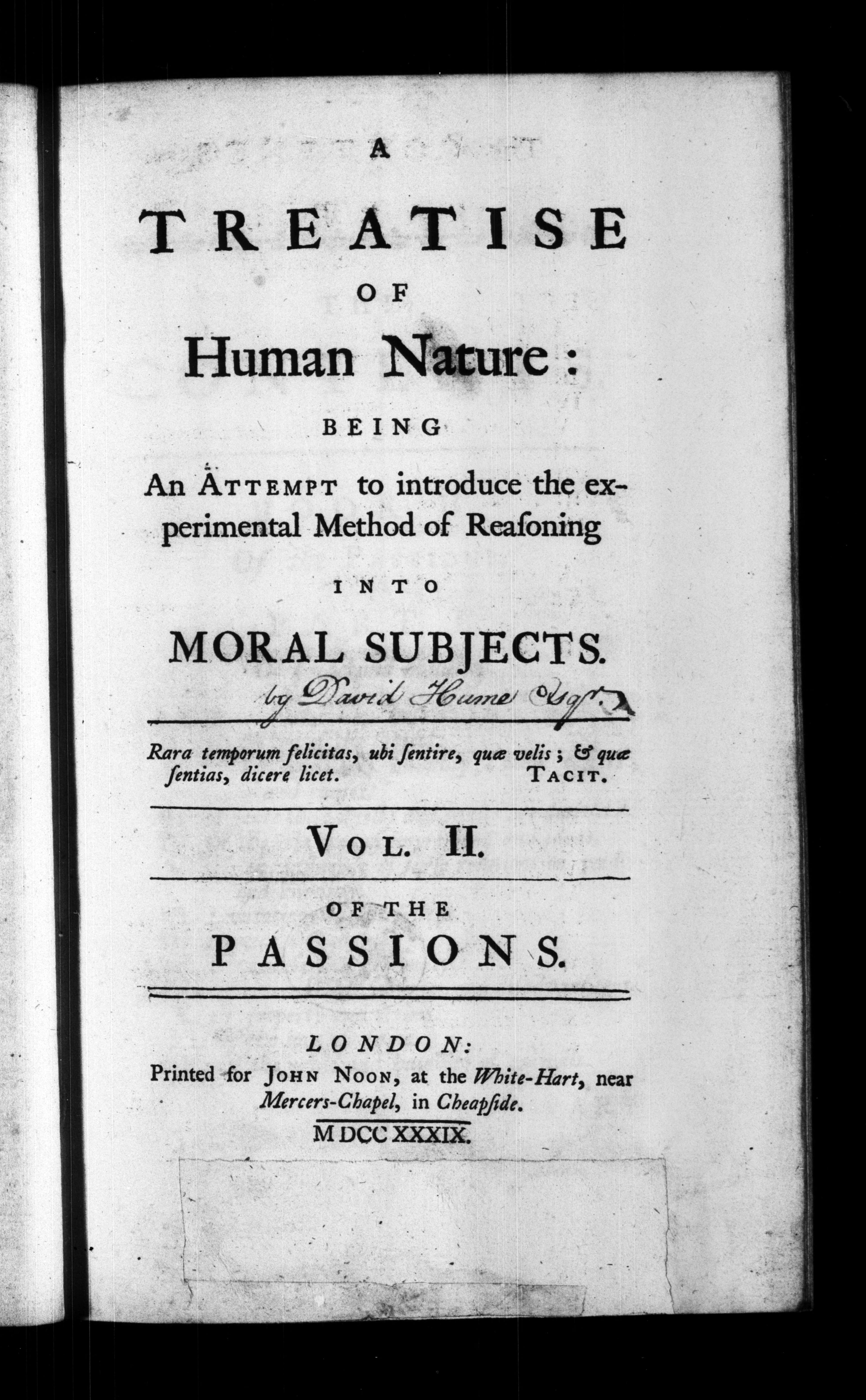 A Treatise of Human Nature - Volume 2