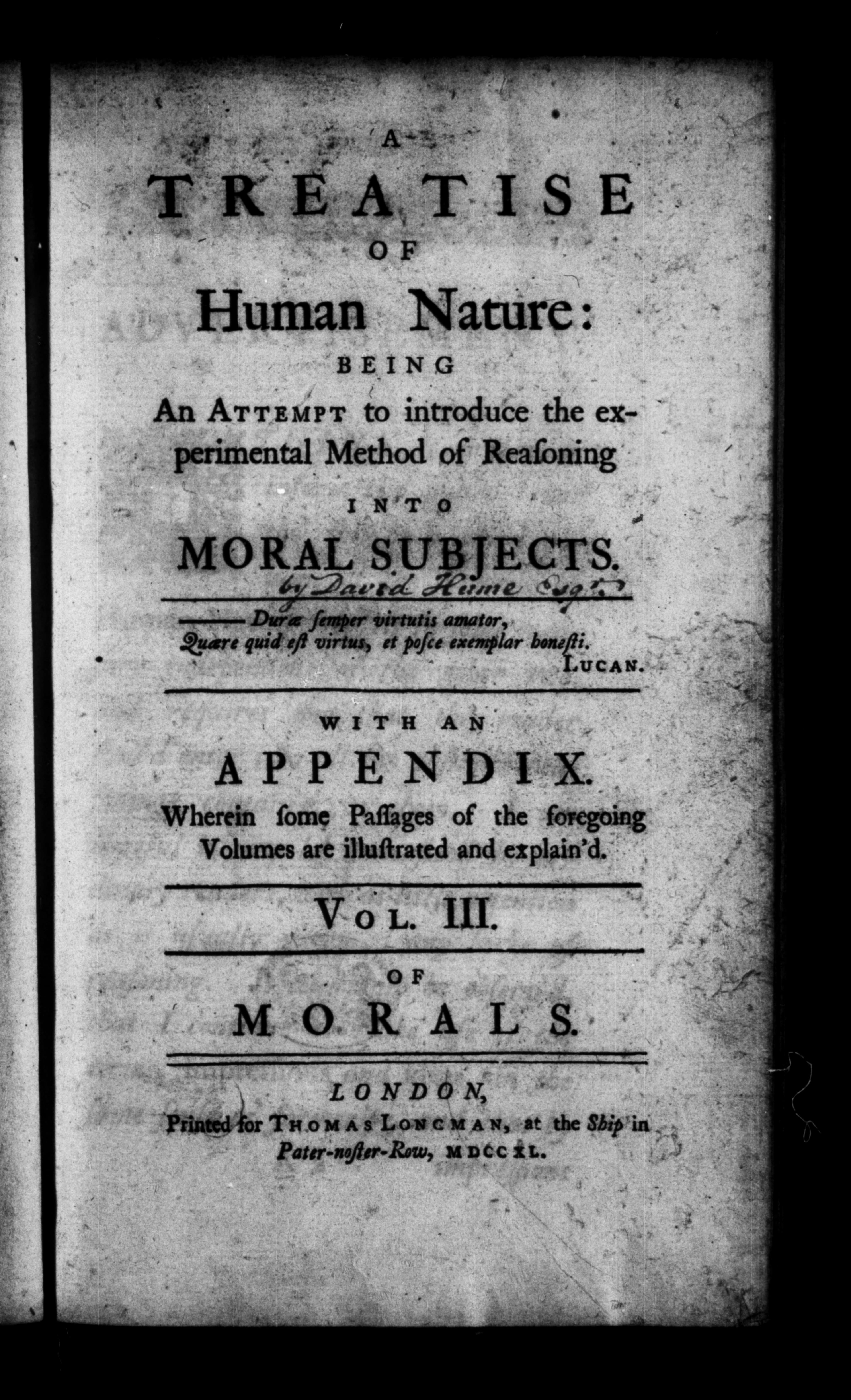 A Treatise of Human Nature - Volume 3