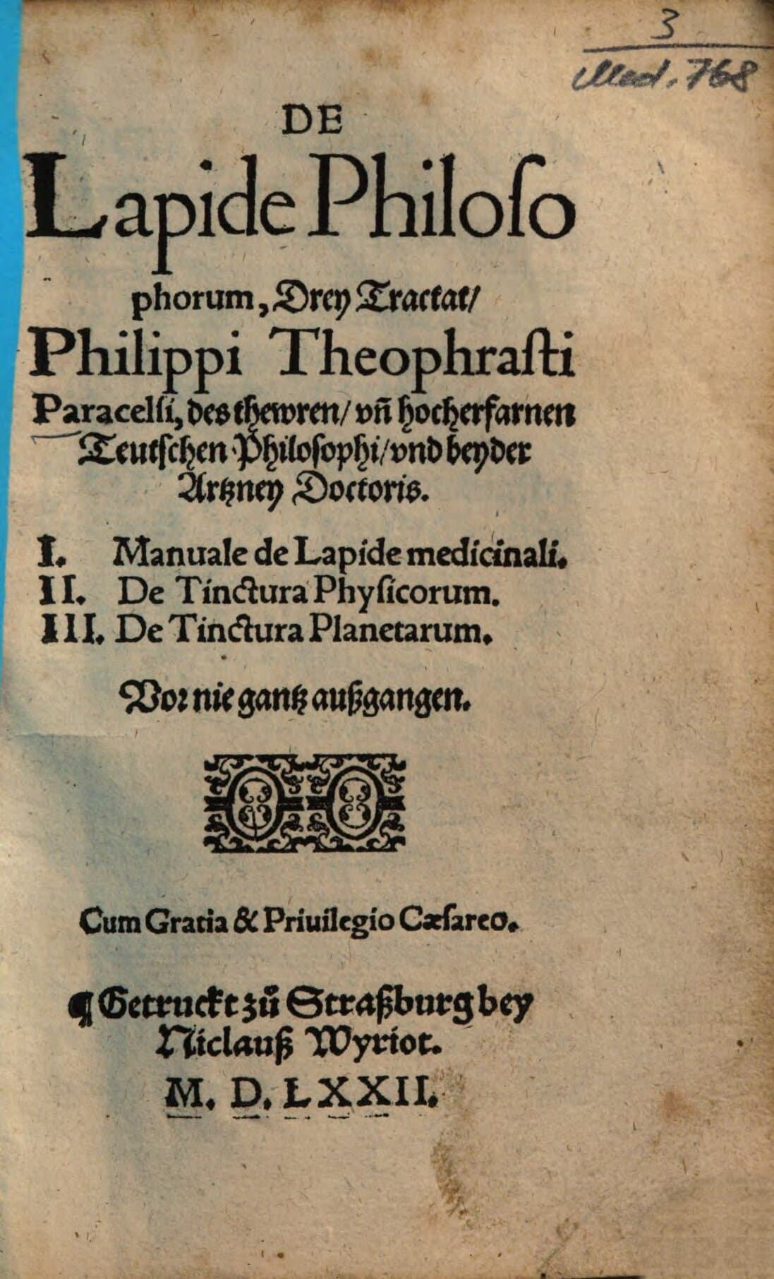 De Lapide Philosophorum (Philosophers Stone)