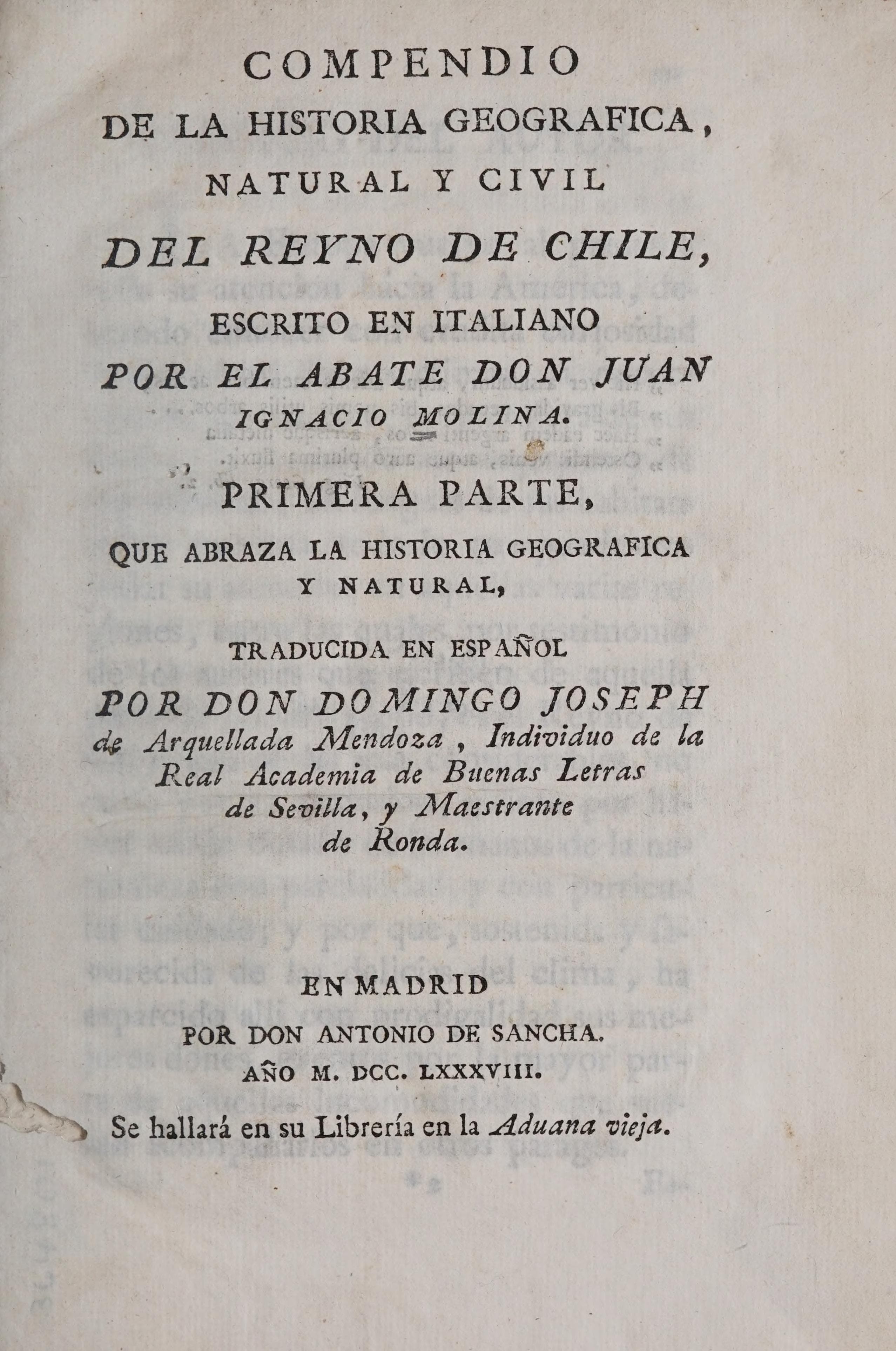 Compendio de la historia natural y civil de Chile