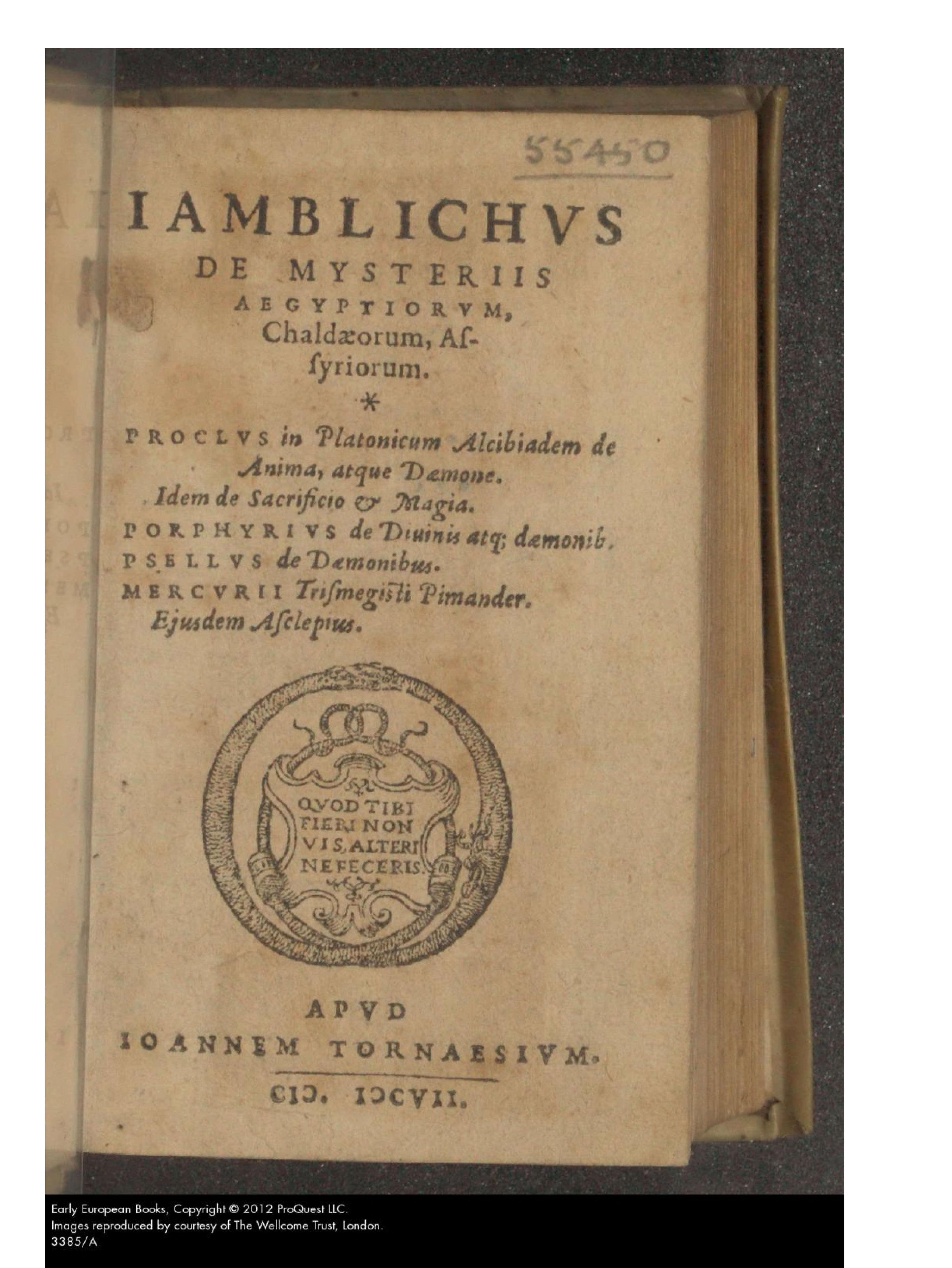 De mysteriis Aegyptiorum - Pimander - Asclepius