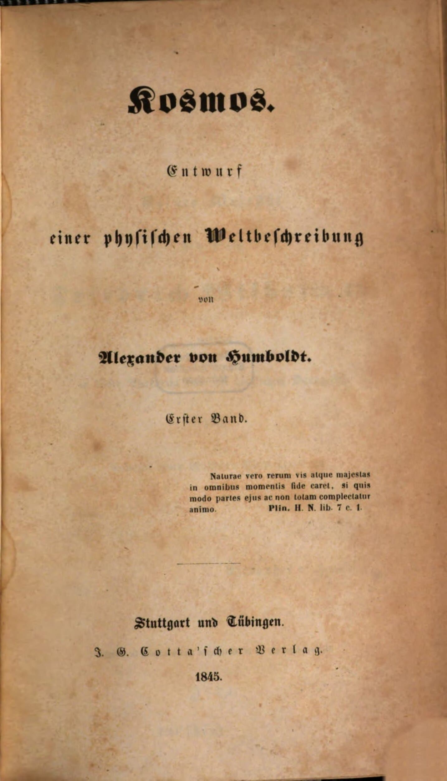 Kosmos: Entwurf einer physischen Weltbeschreibung, Bd. 1