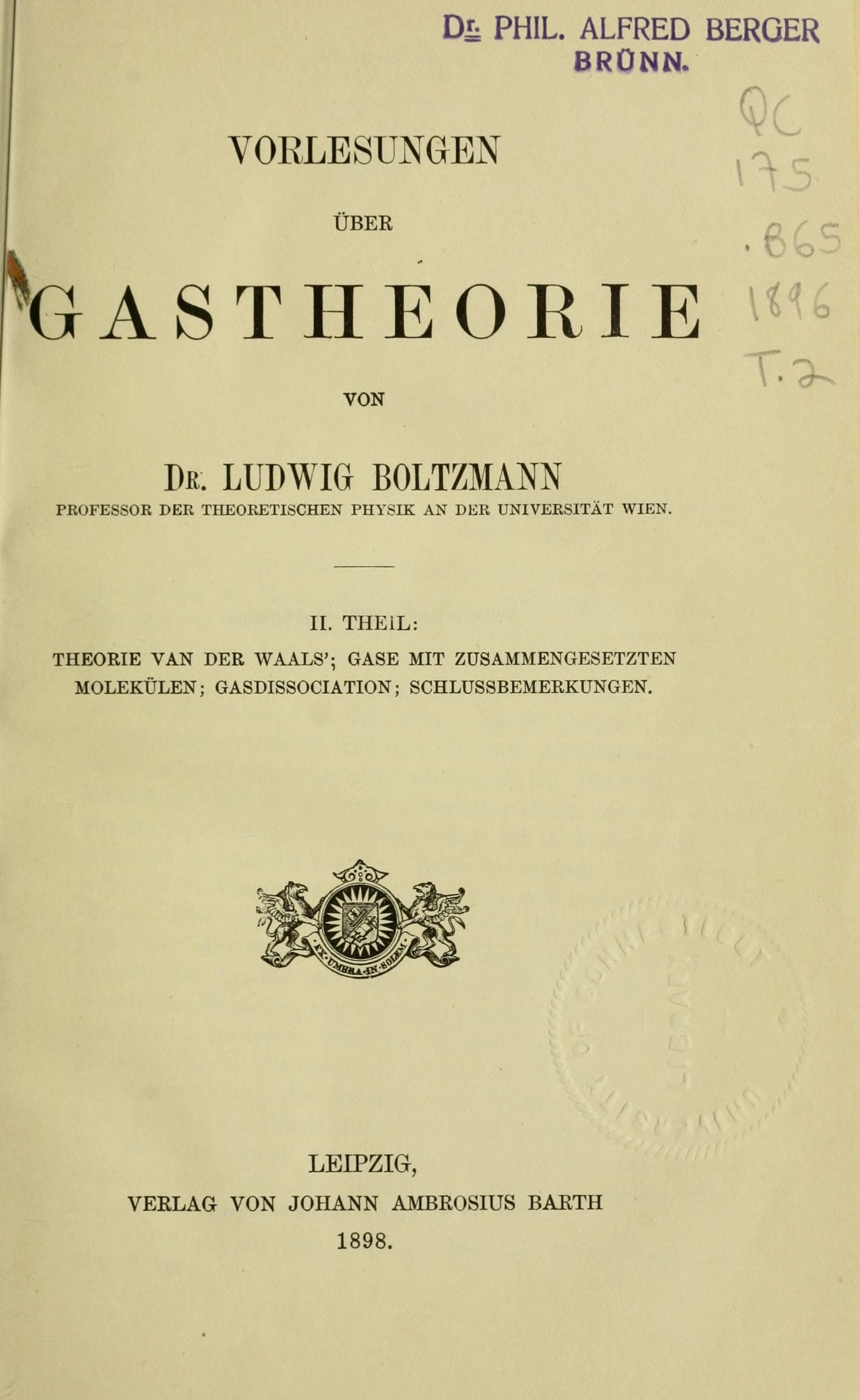Vorlesungen über Gastheorie, Bd. 2