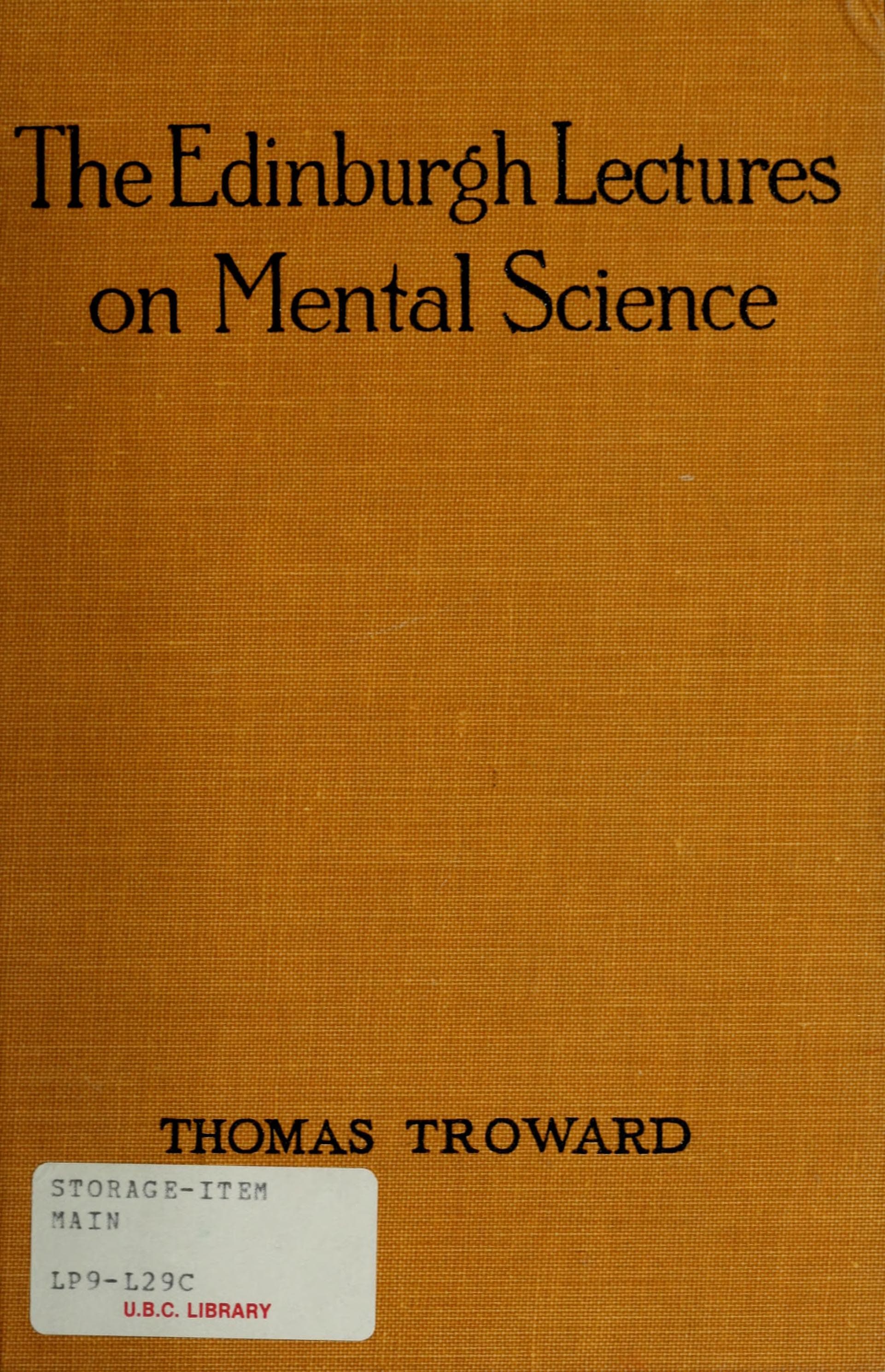 The Edinburgh Lectures on Mental Science