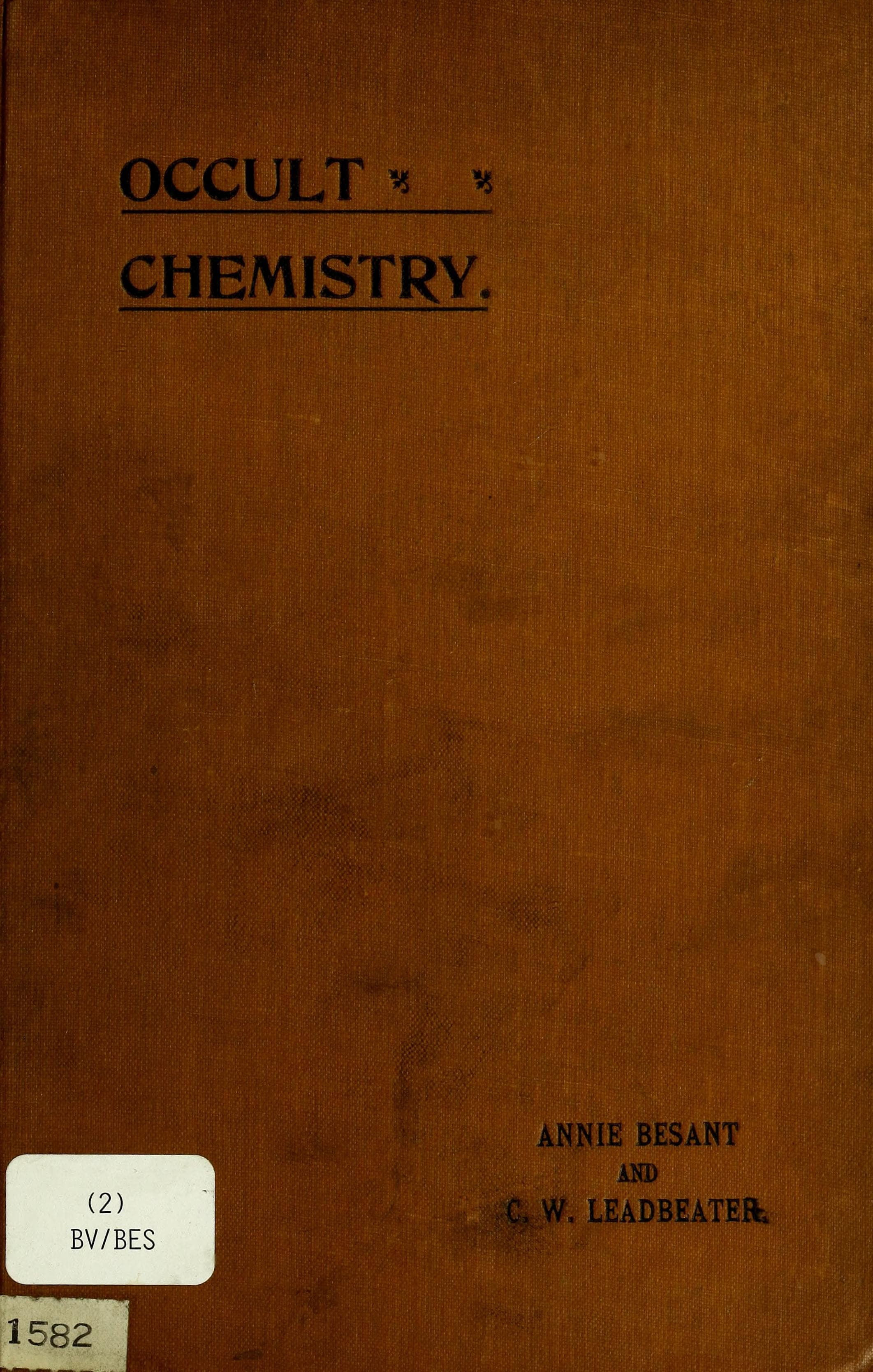 Occult Chemistry: Clairvoyant Observations on the Chemical Elements