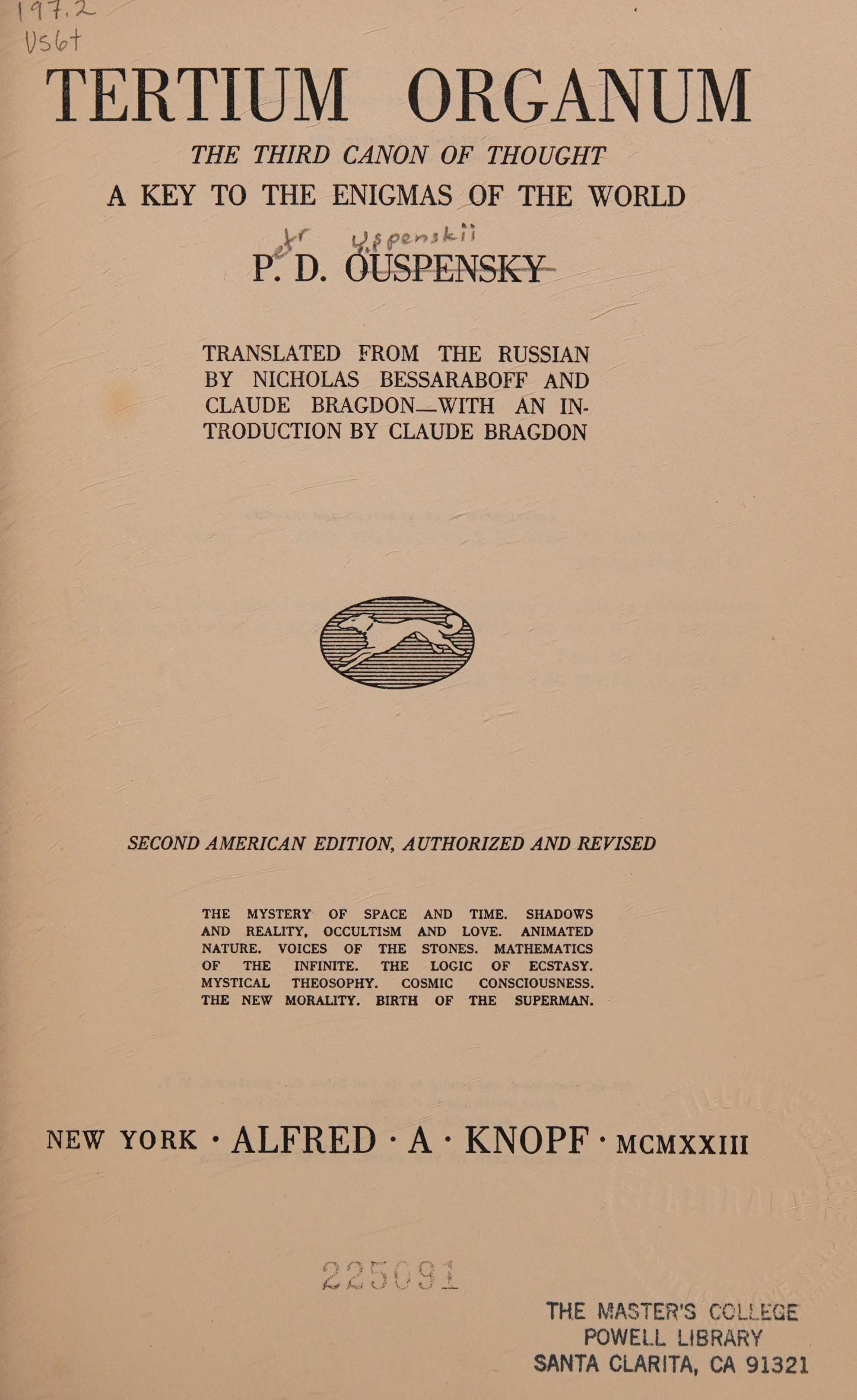 Tertium Organum: The Third Canon of Thought