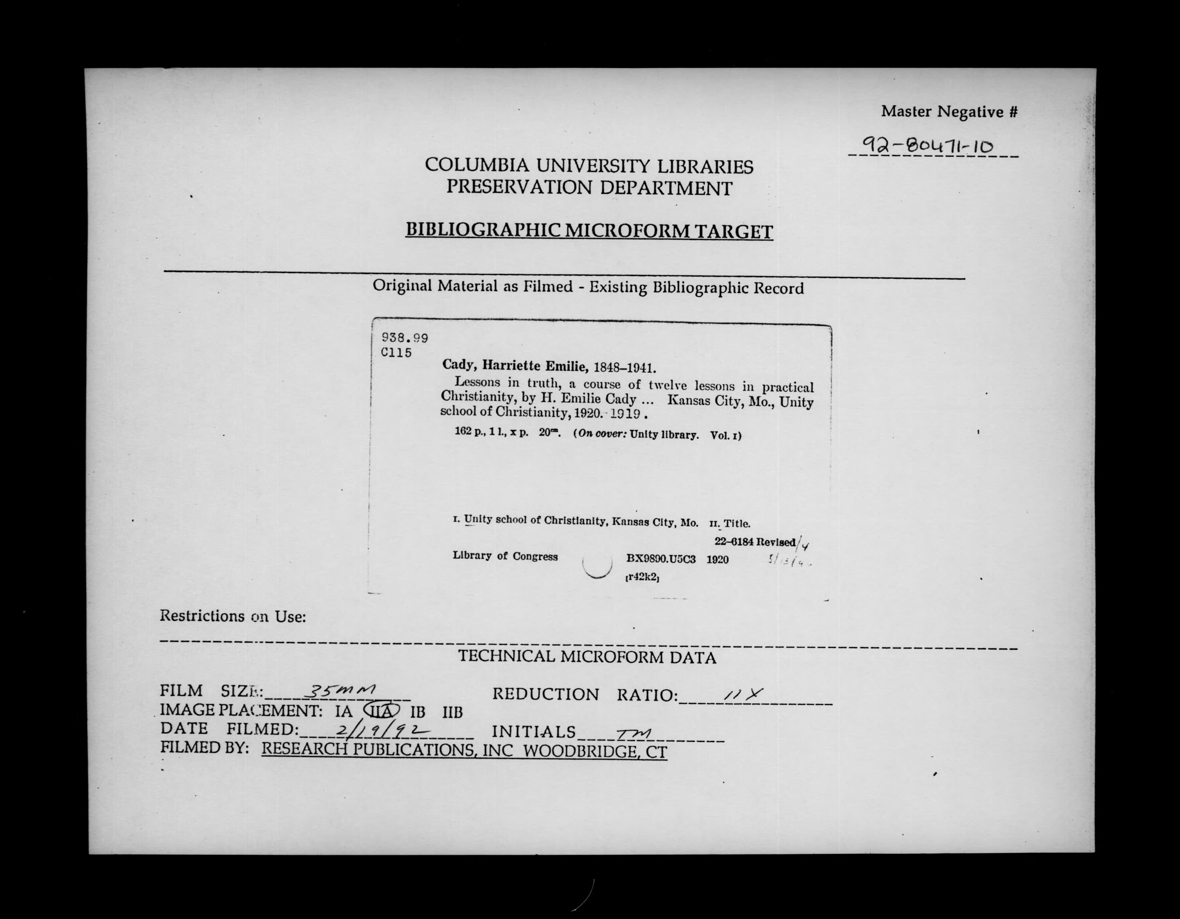 Lessons in Truth: A Course of Twelve Lessons in Practical Christianity