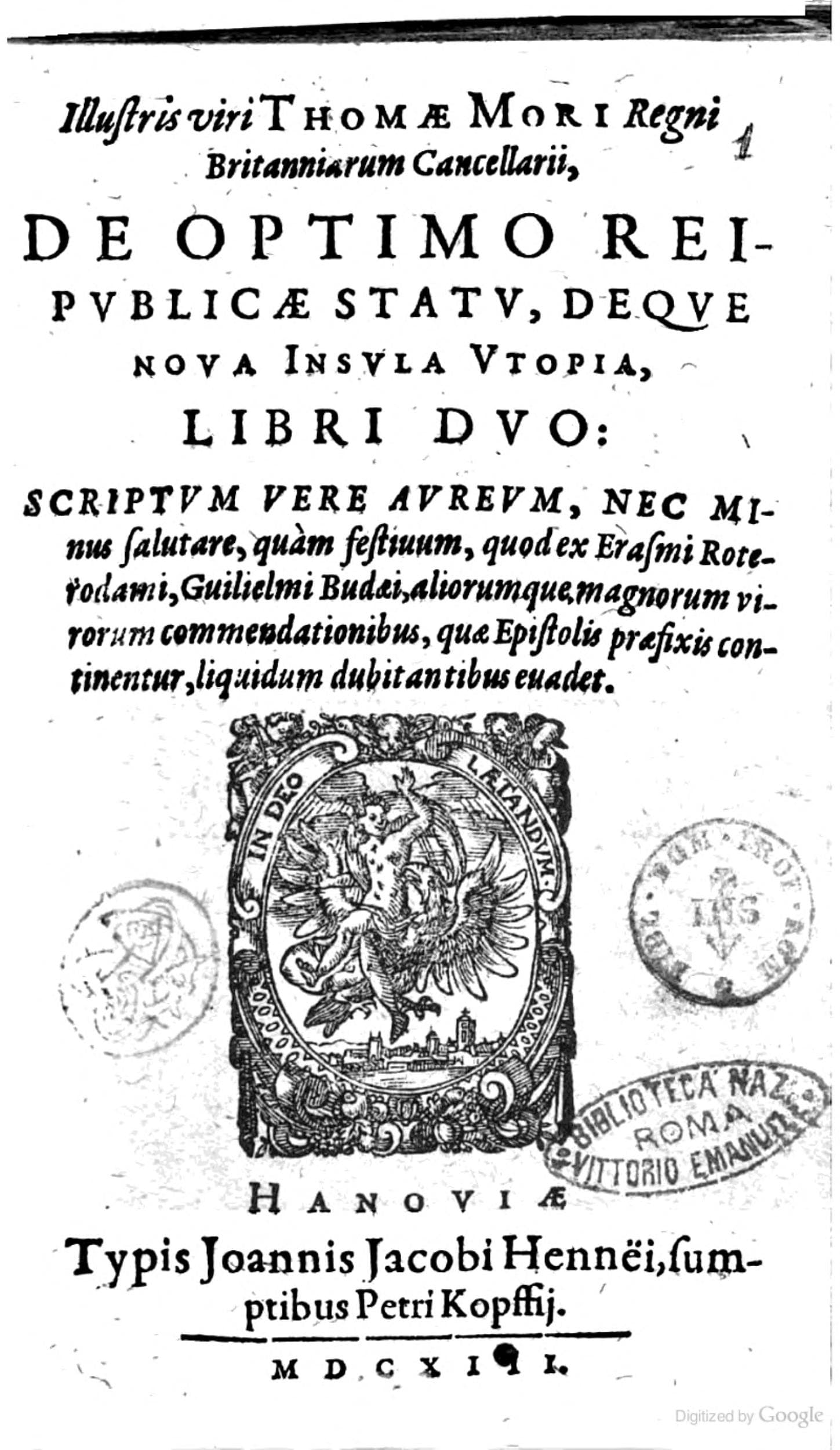 De Reipublicae Statu, deque Nova Insula Utopia