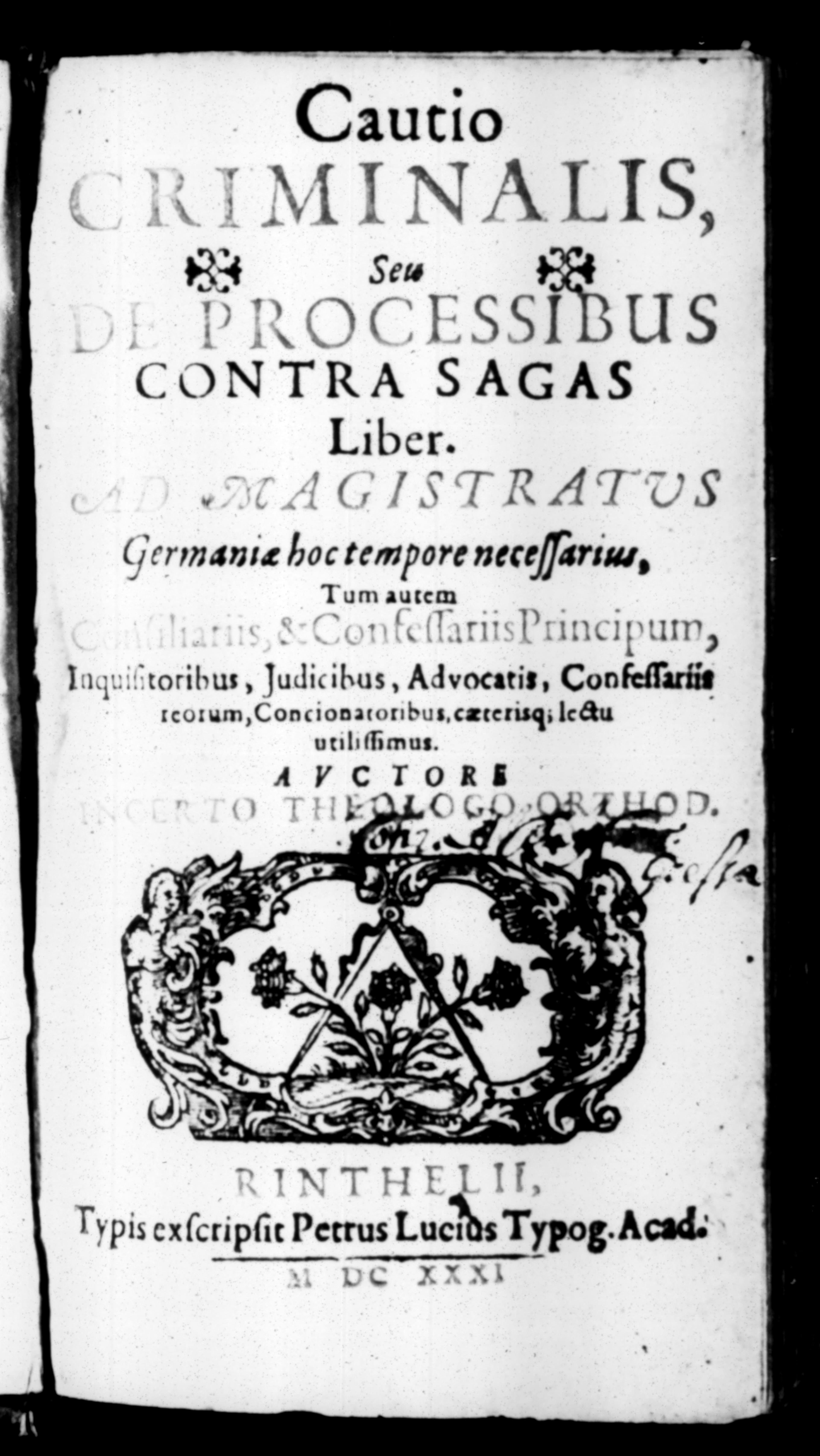 Cautio Criminalis, seu De Processibus Contra Sagas