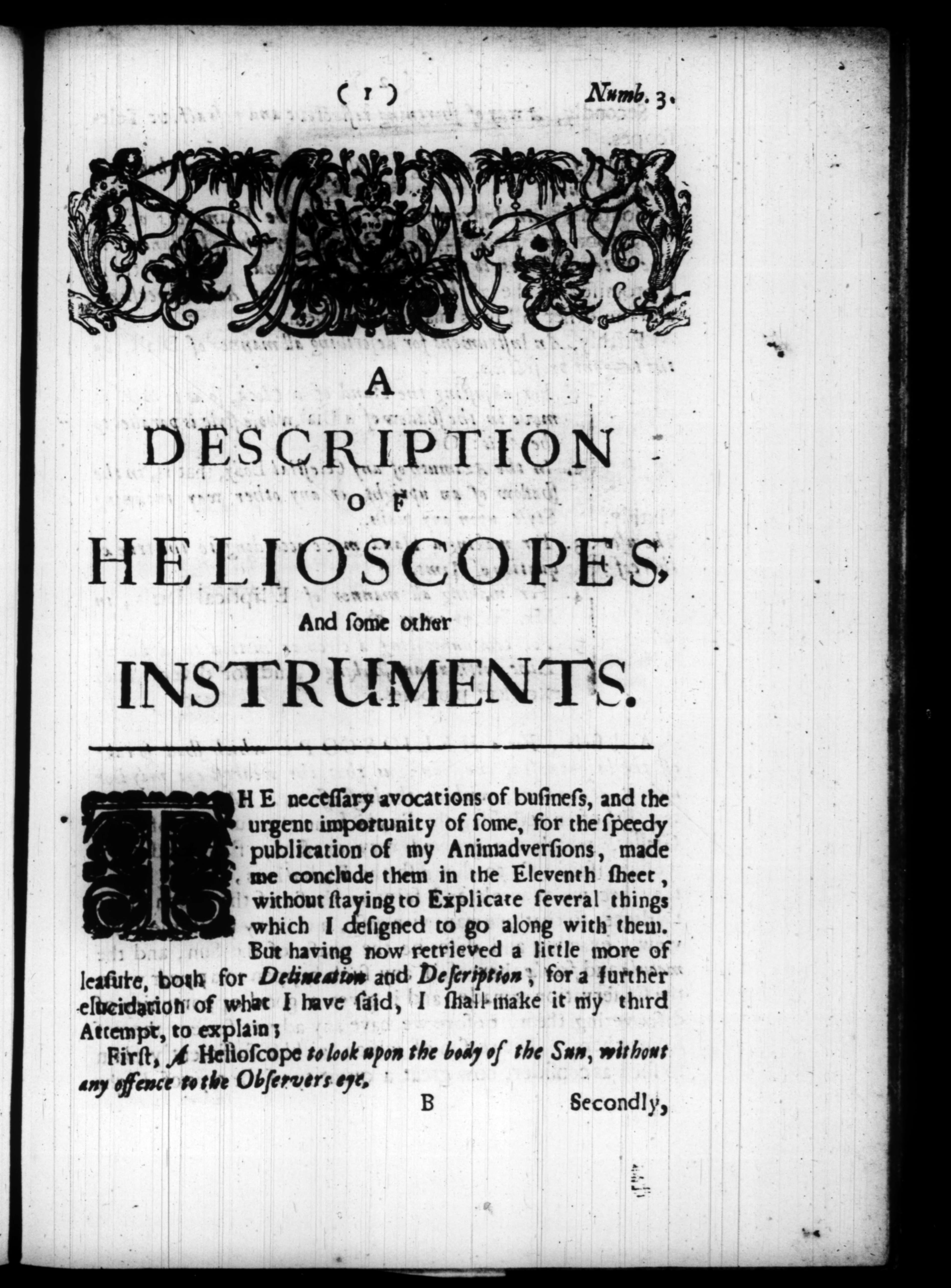 A Description of Helioscopes, and Some Other Instruments