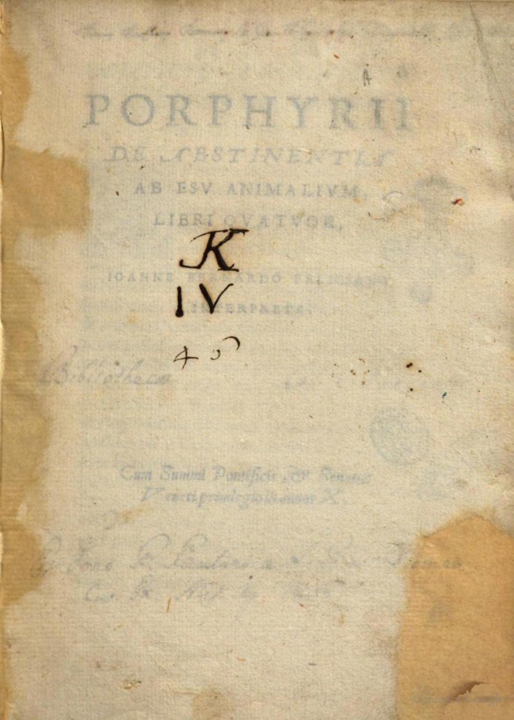 De Abstinentia ab Esu Animalium