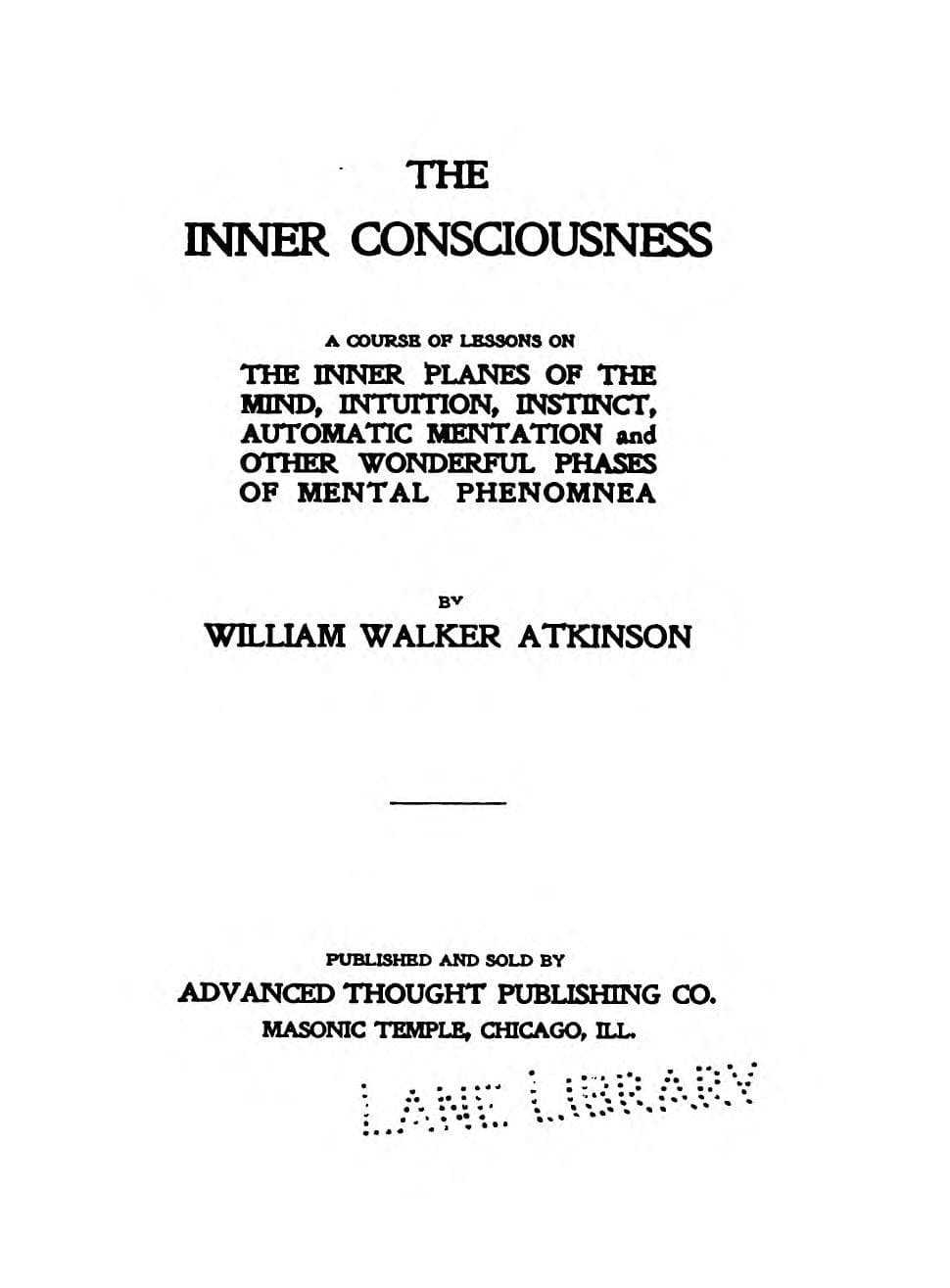 The Inner Consciousness