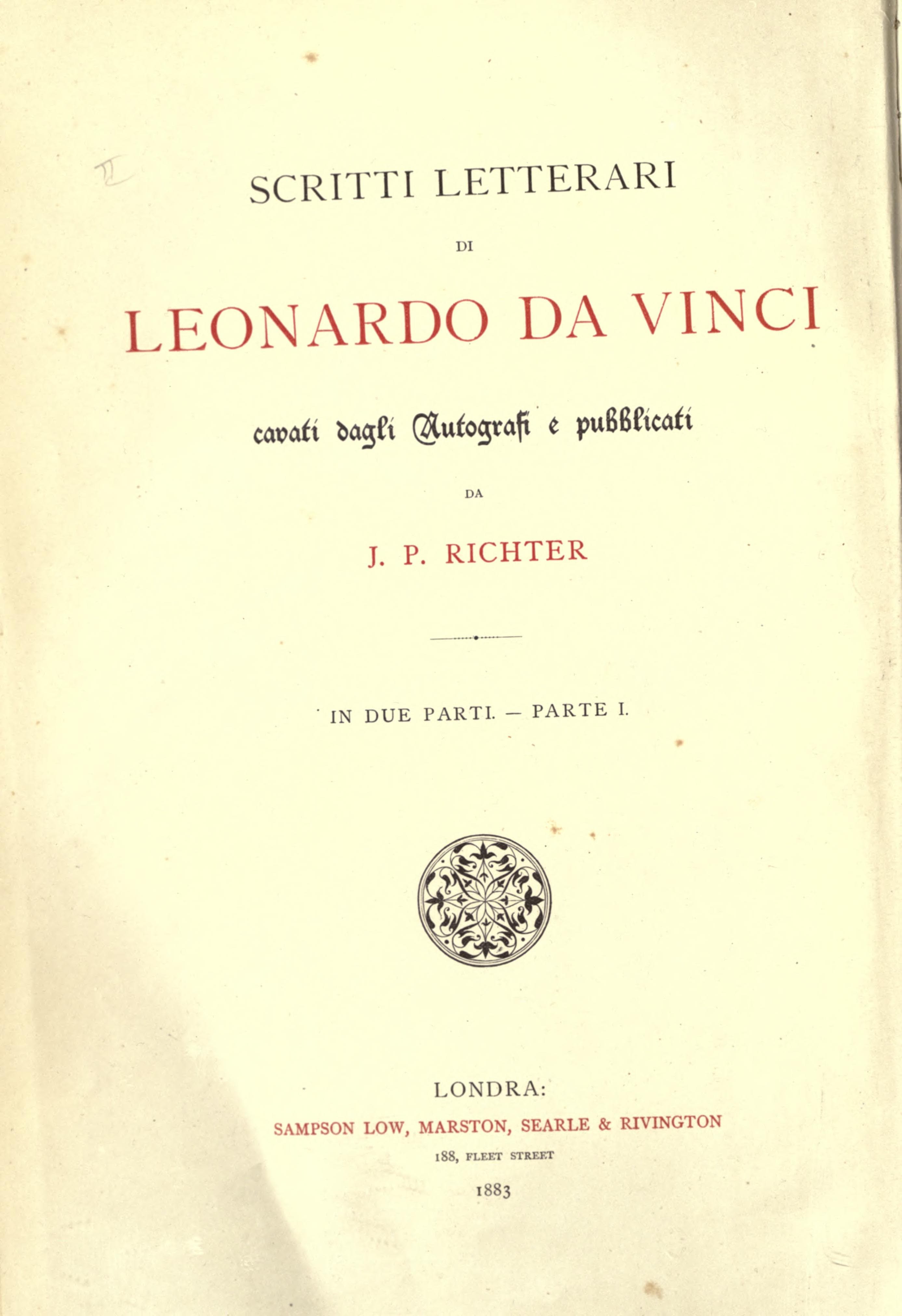 The Literary Works of Leonardo da Vinci, Vol. I