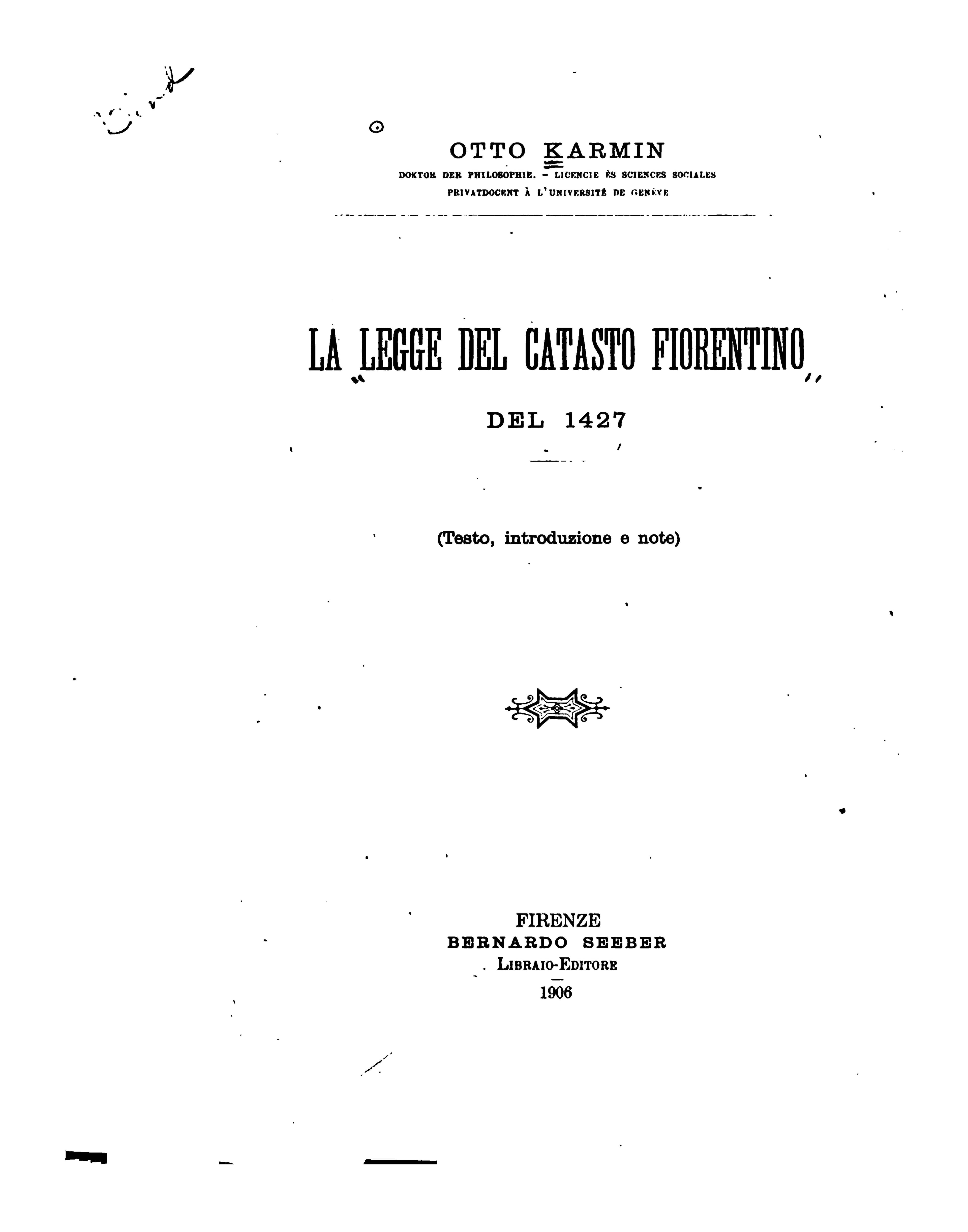La Legge del Catasto fiorentino del 1427