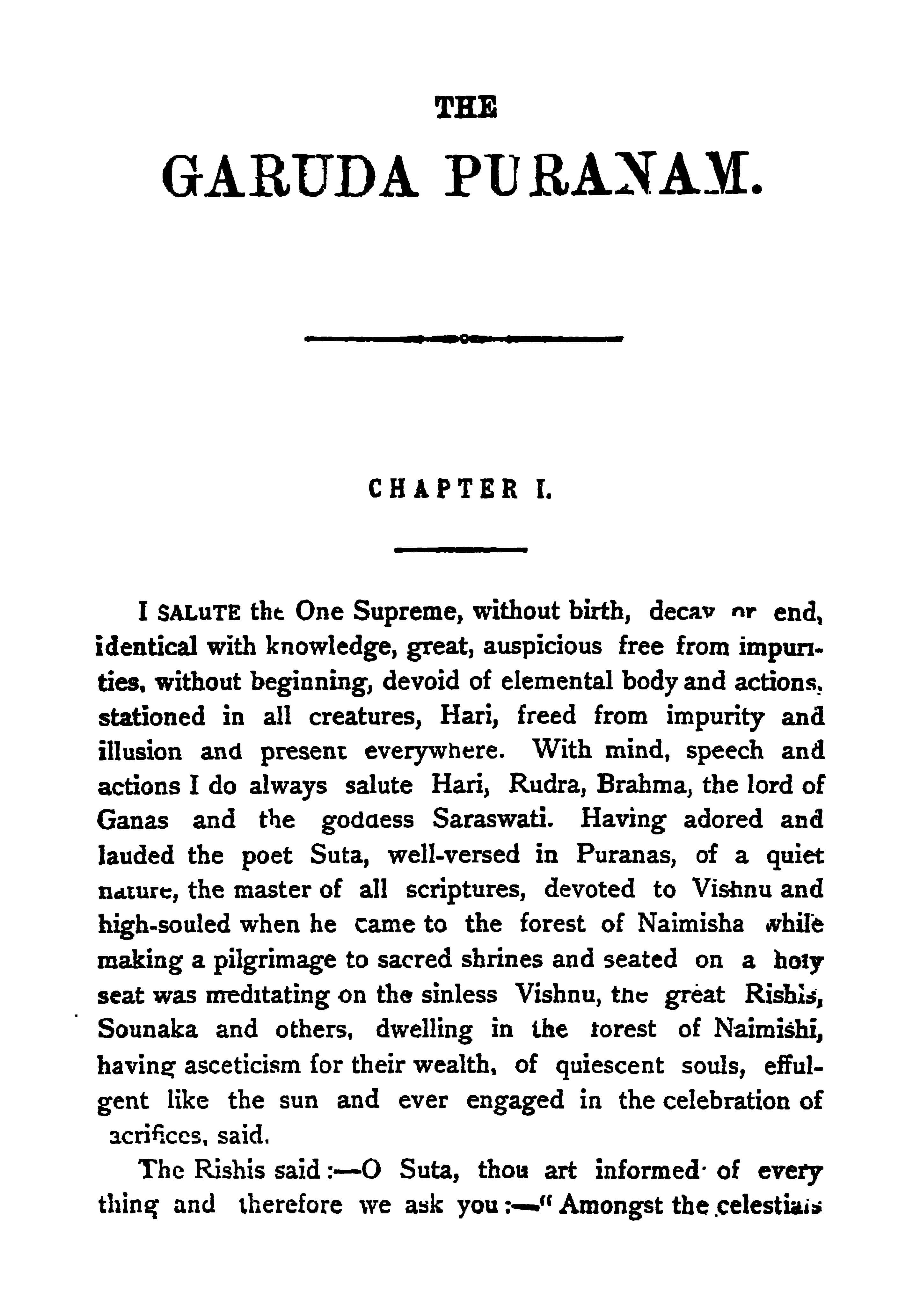 The Garuda Purana, Vol. 7 Part I (M.N. Dutt translation)
