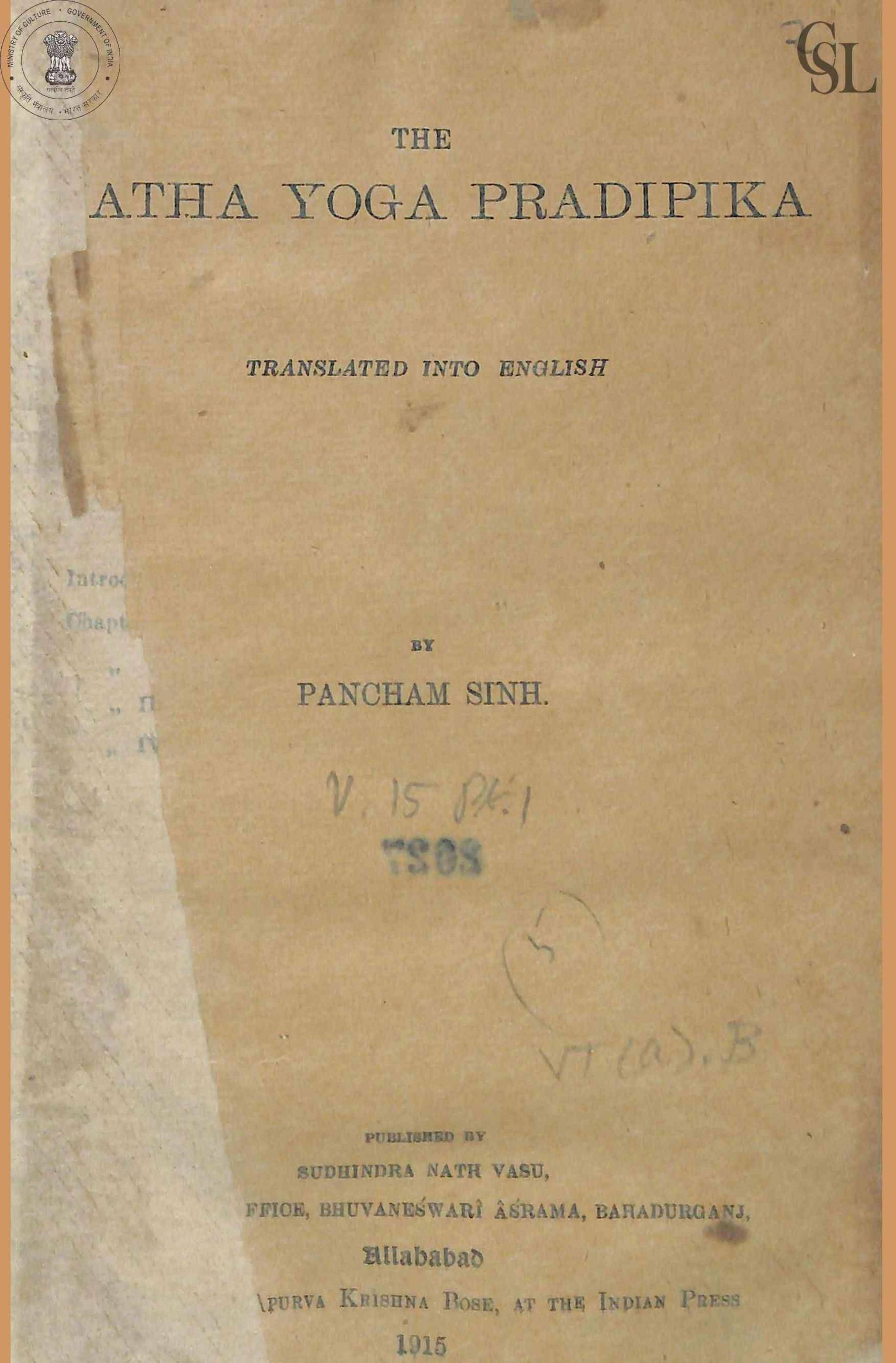 The Hatha Yoga Pradipika (1915 Pancham Sinh)