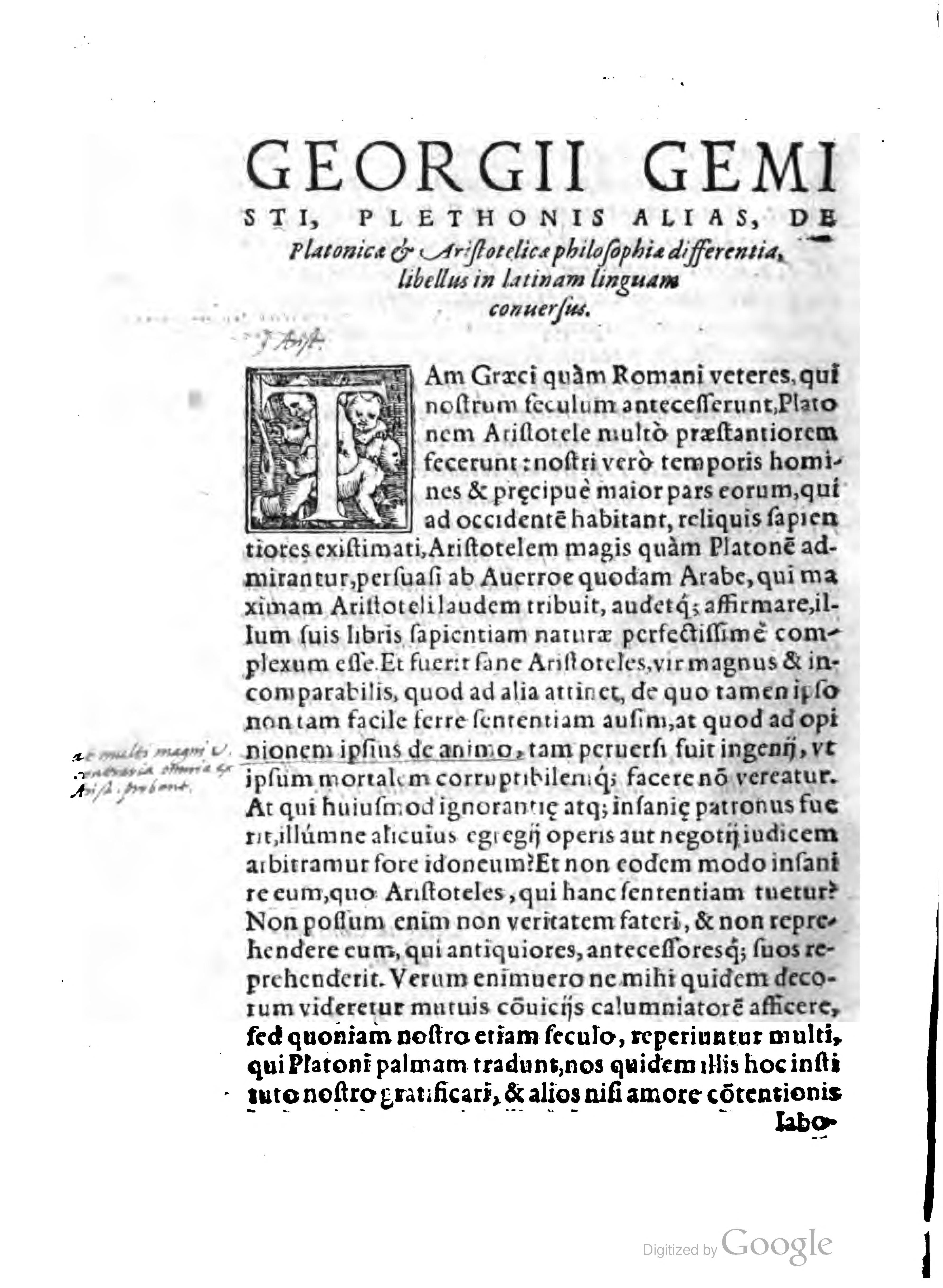 De Platonicae atque Aristotelicae Philosophiae Differentia