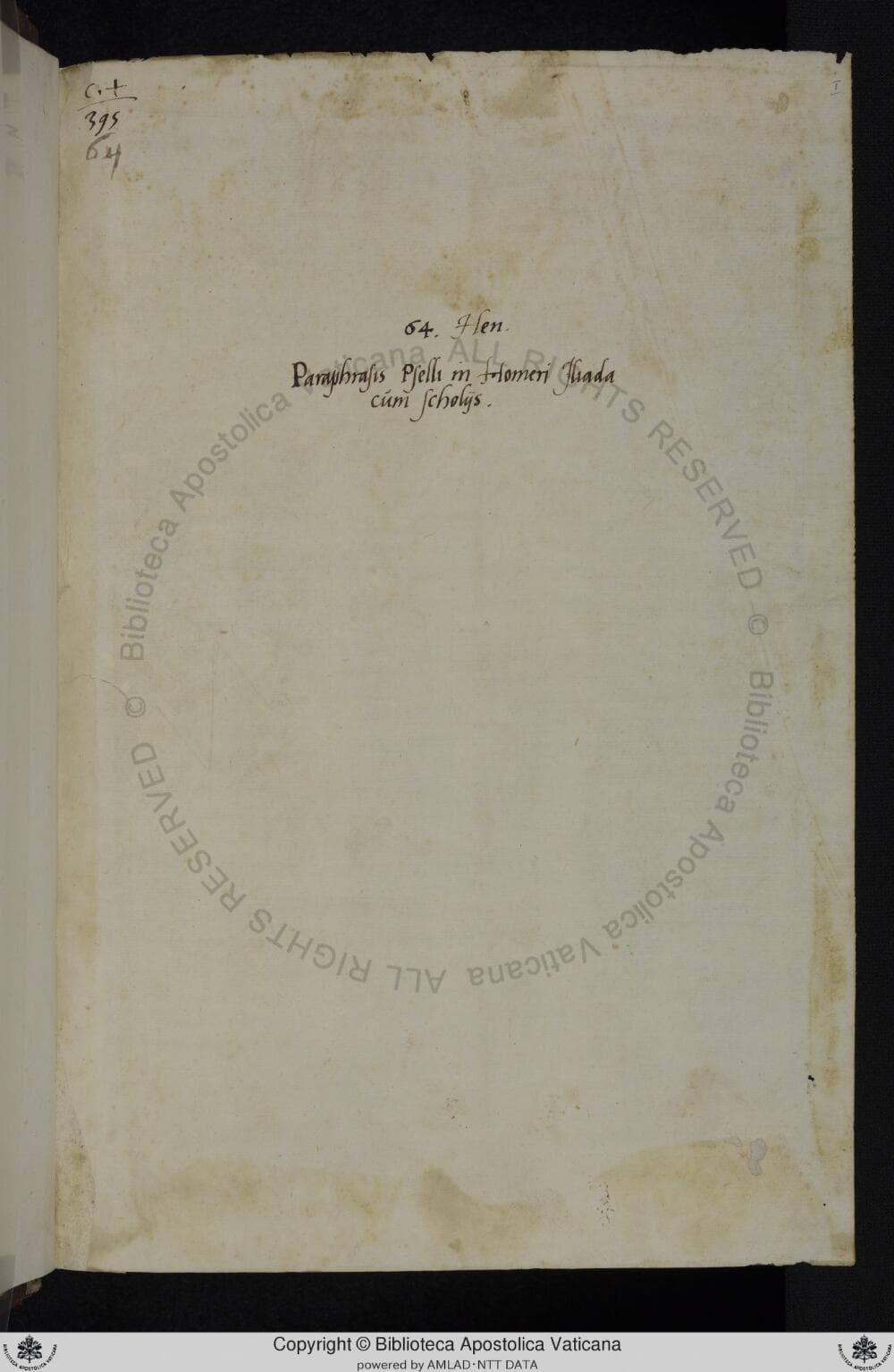 Psellos Paraphrasis in Homeri Iliadem