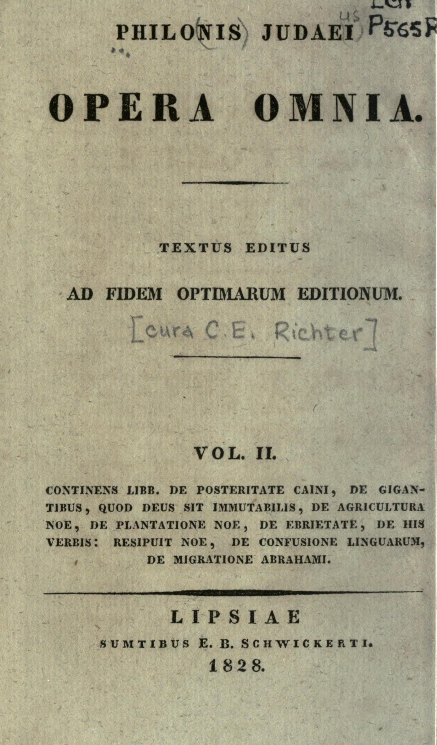 Philonis Judaei Opera Omnia (Vol. 2)