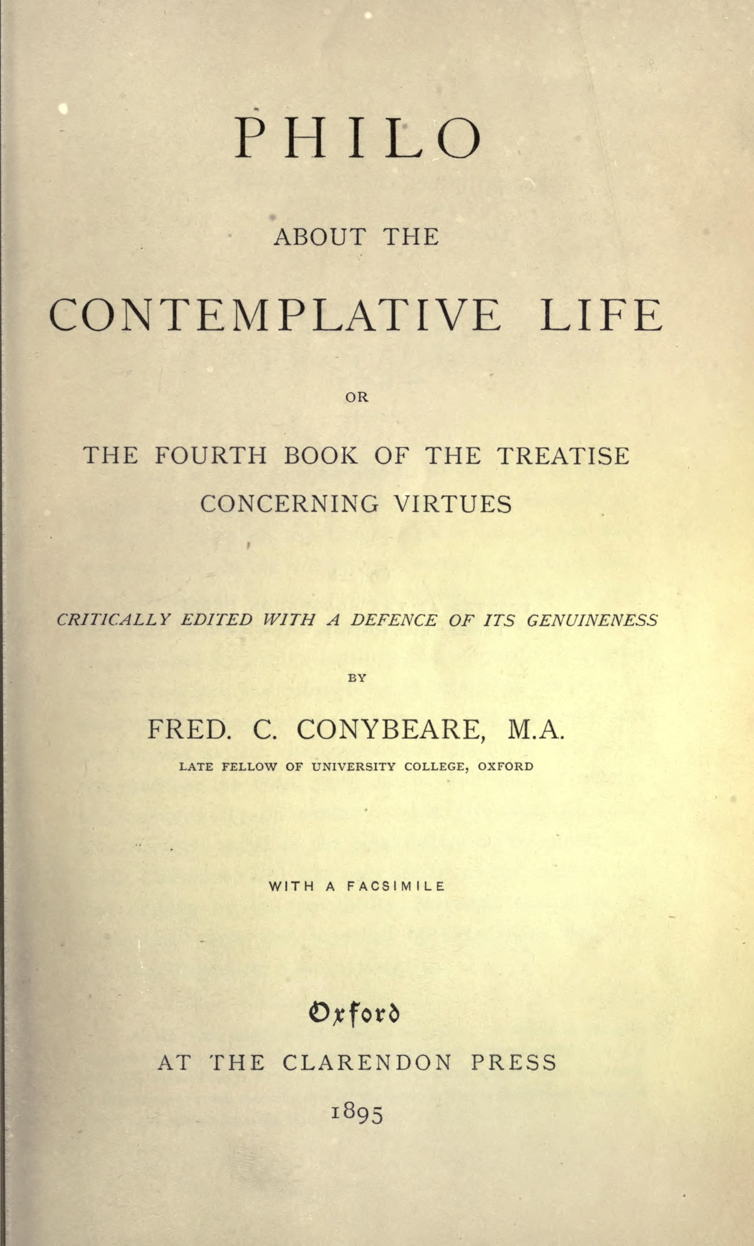 Philo About the Contemplative Life (De Vita Contemplativa)