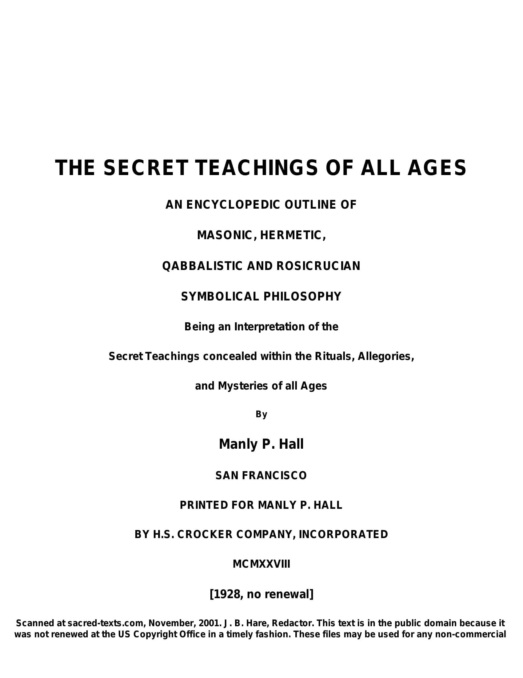 The Secret Teachings of All Ages
