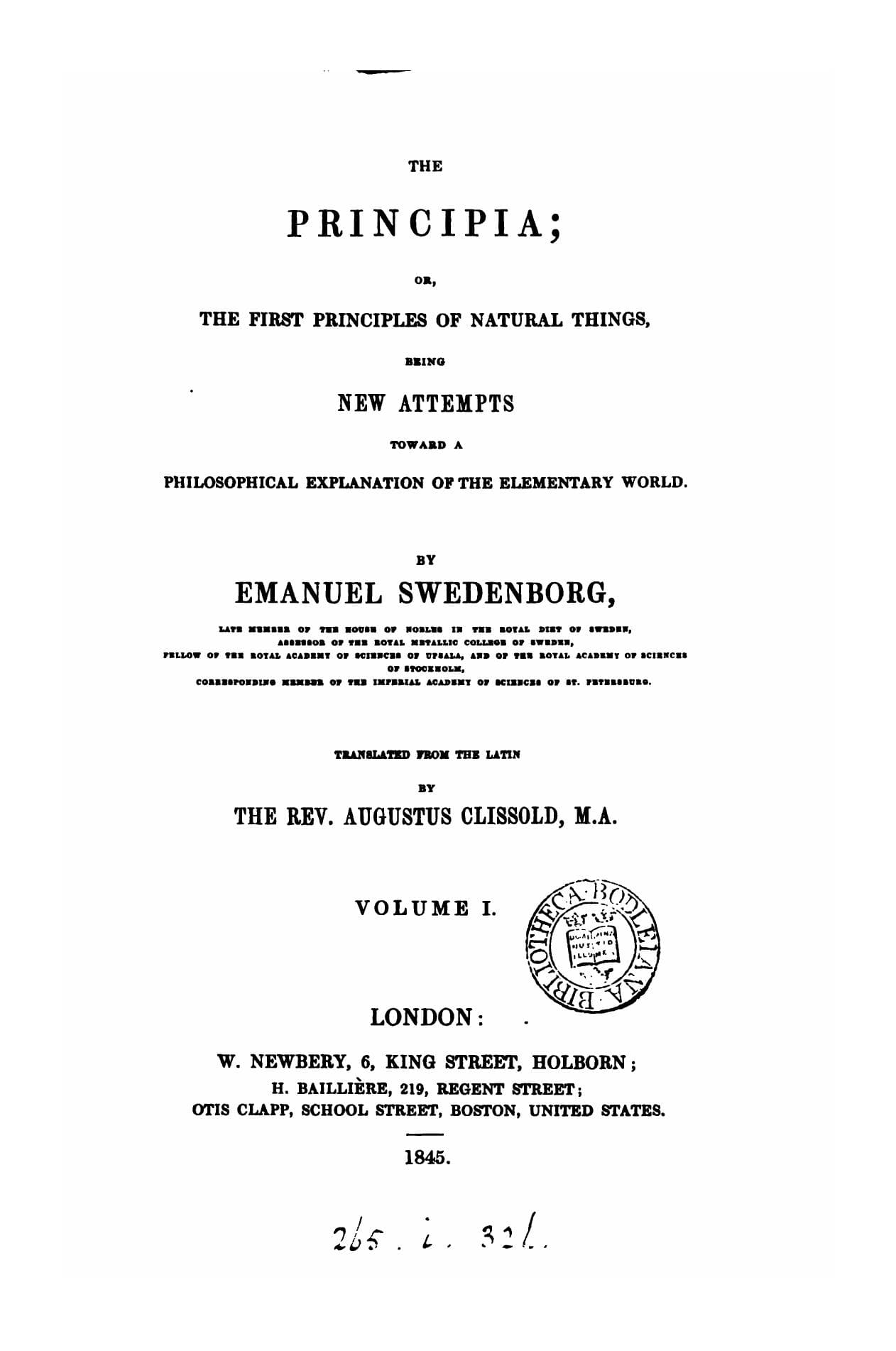 The Principia; or, The First Principles of Natural Things