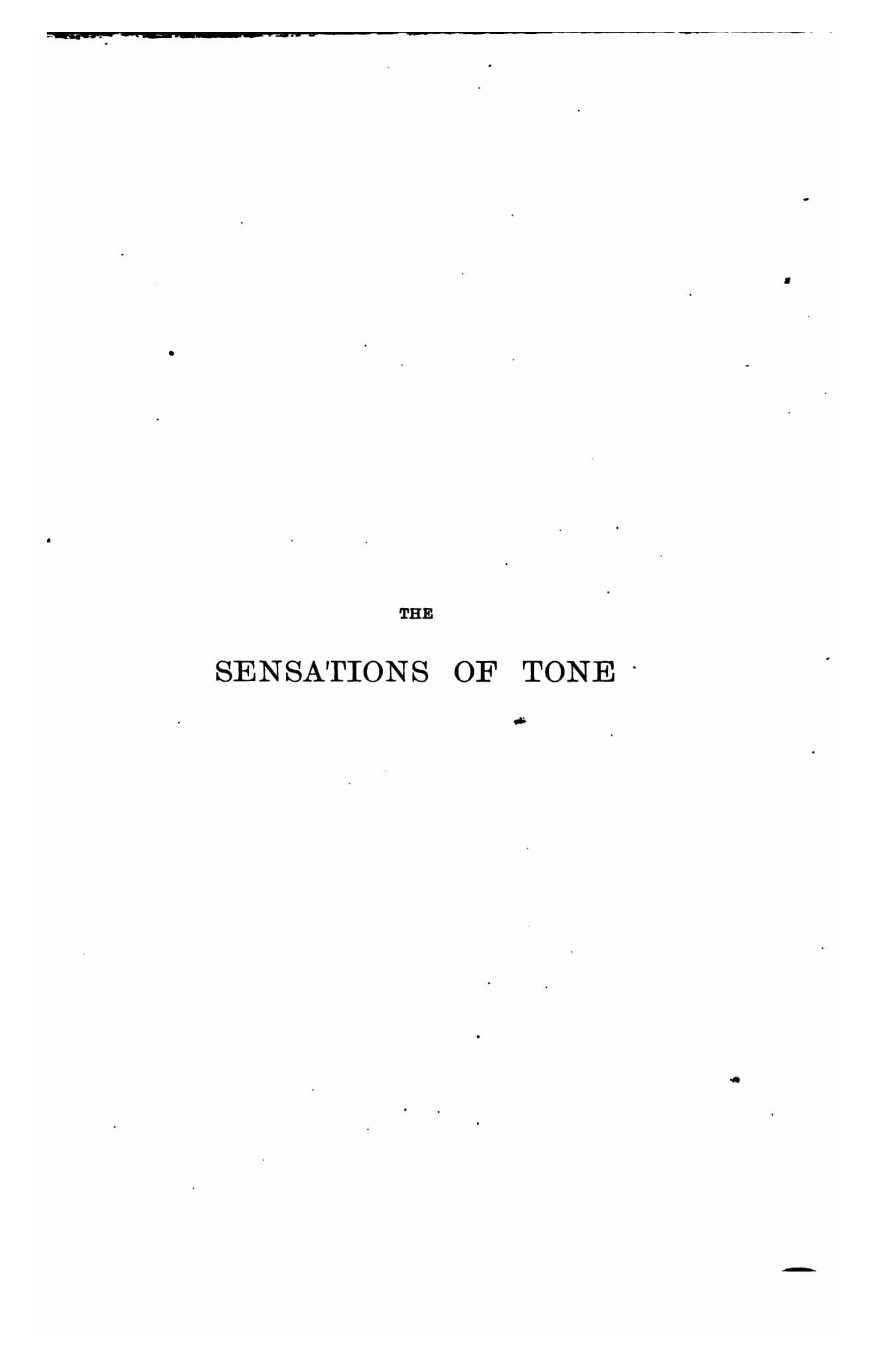 On the Sensations of Tone