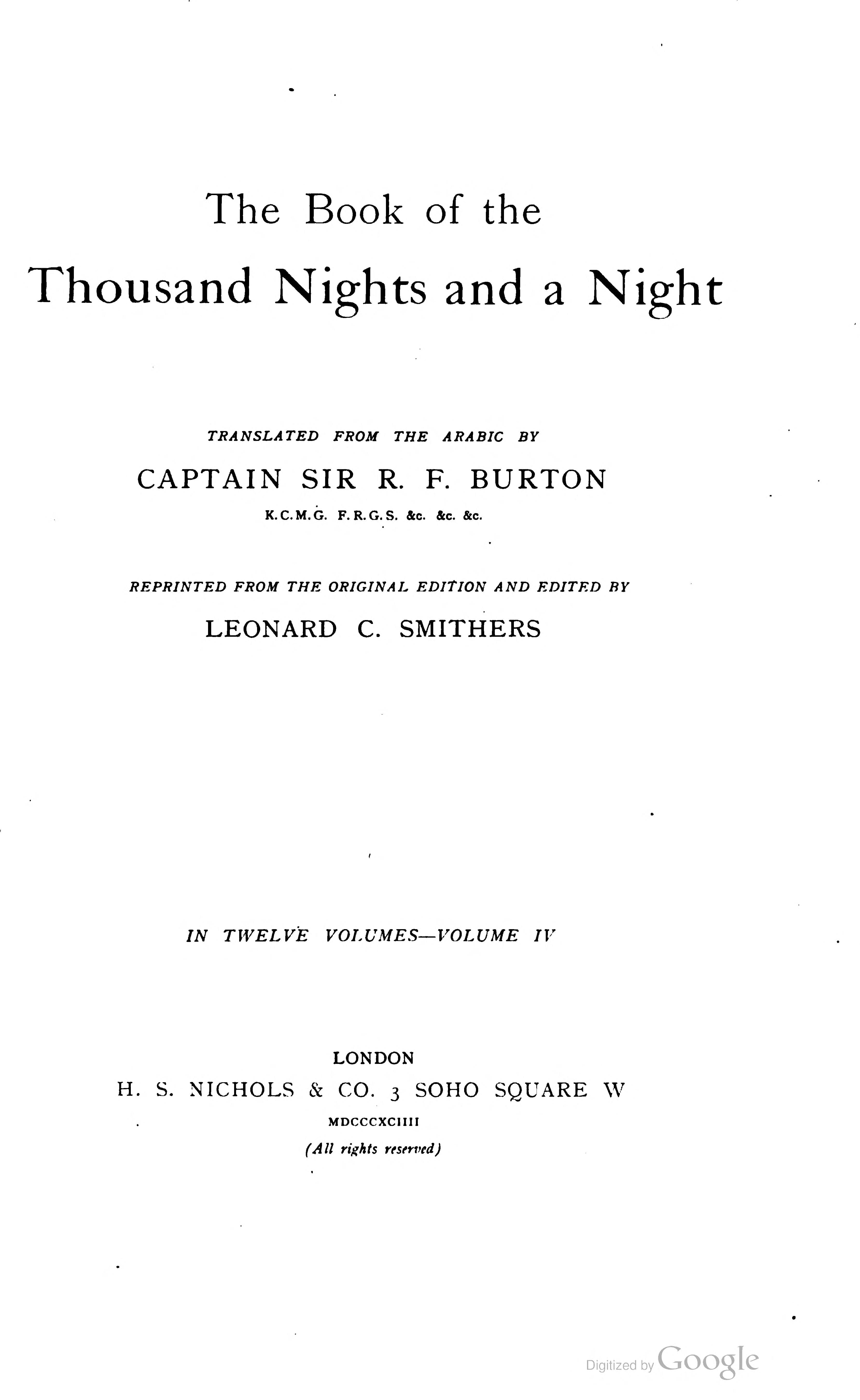 The Book of the Thousand Nights and a Night, Vol. 5