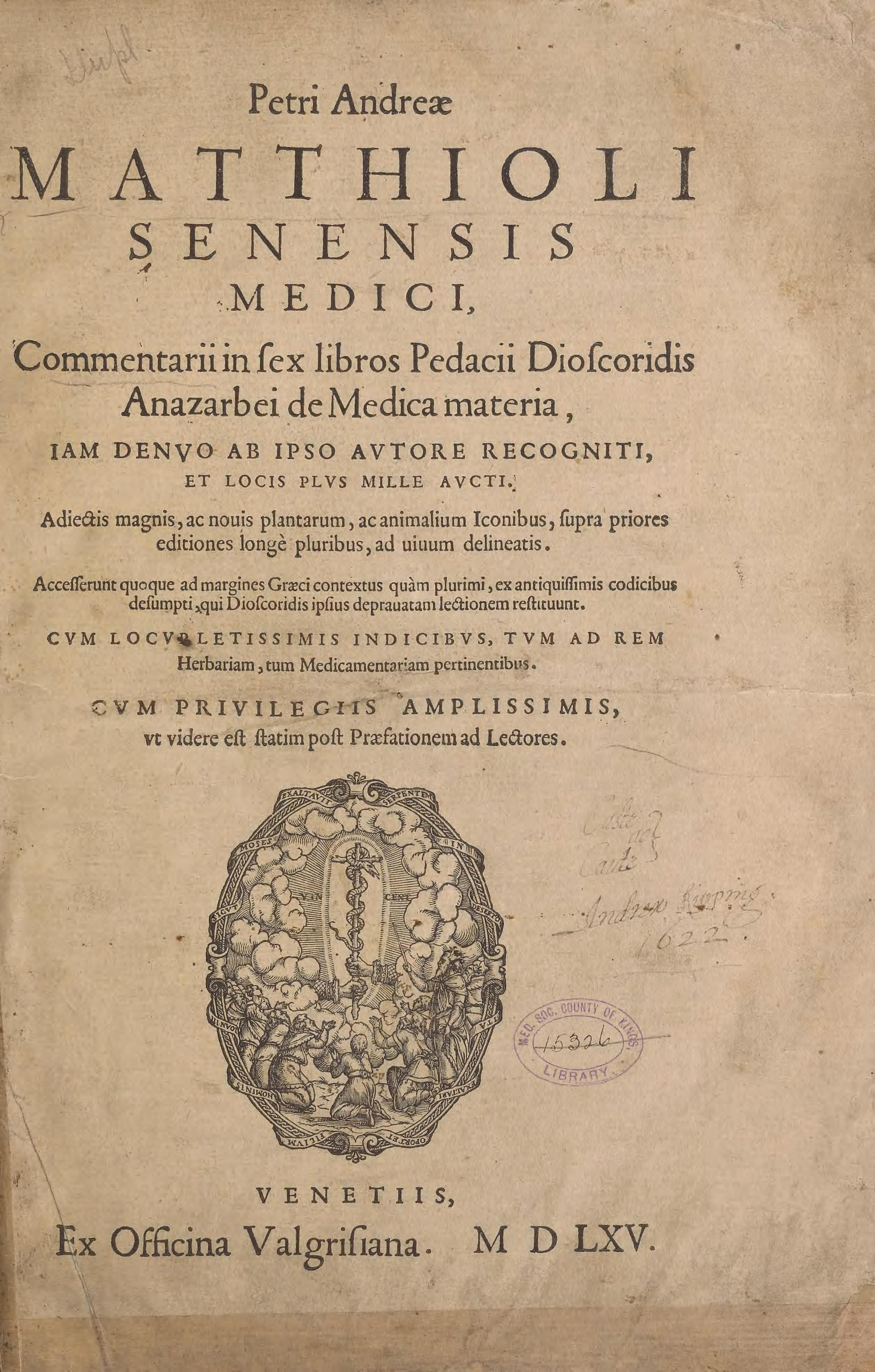 Commentarii in sex libros Pedacii Dioscoridis de medica materia