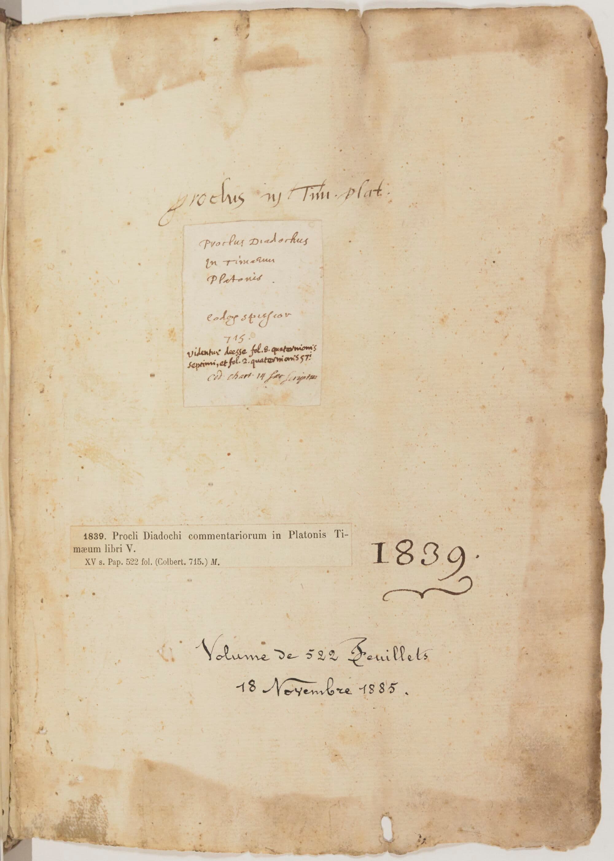 Procli Opera (Grec 1839)