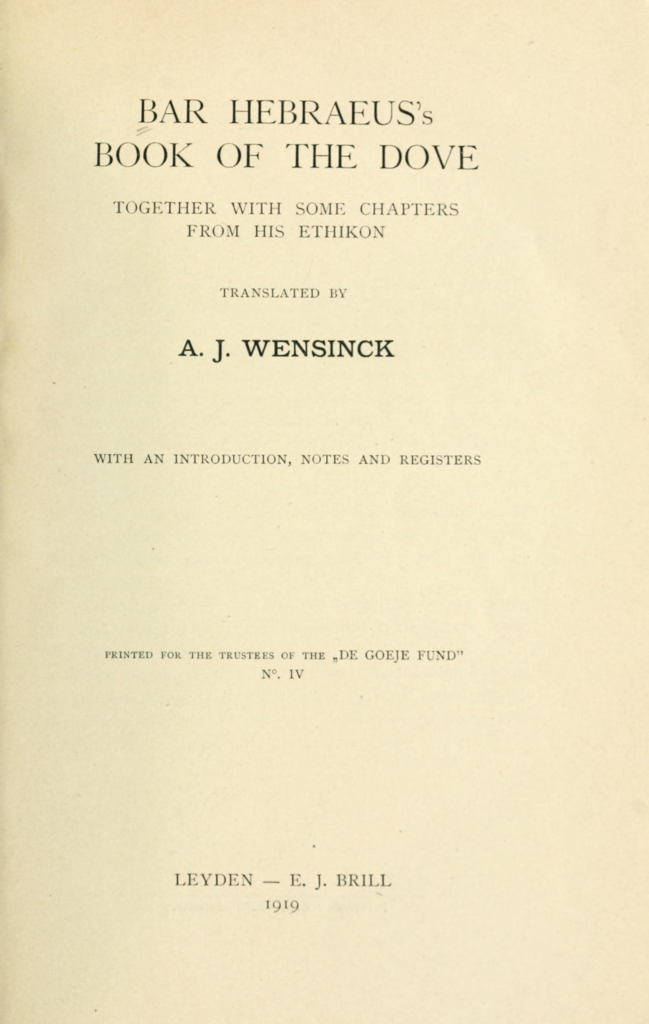 Bar Hebraeus's Book of the Dove